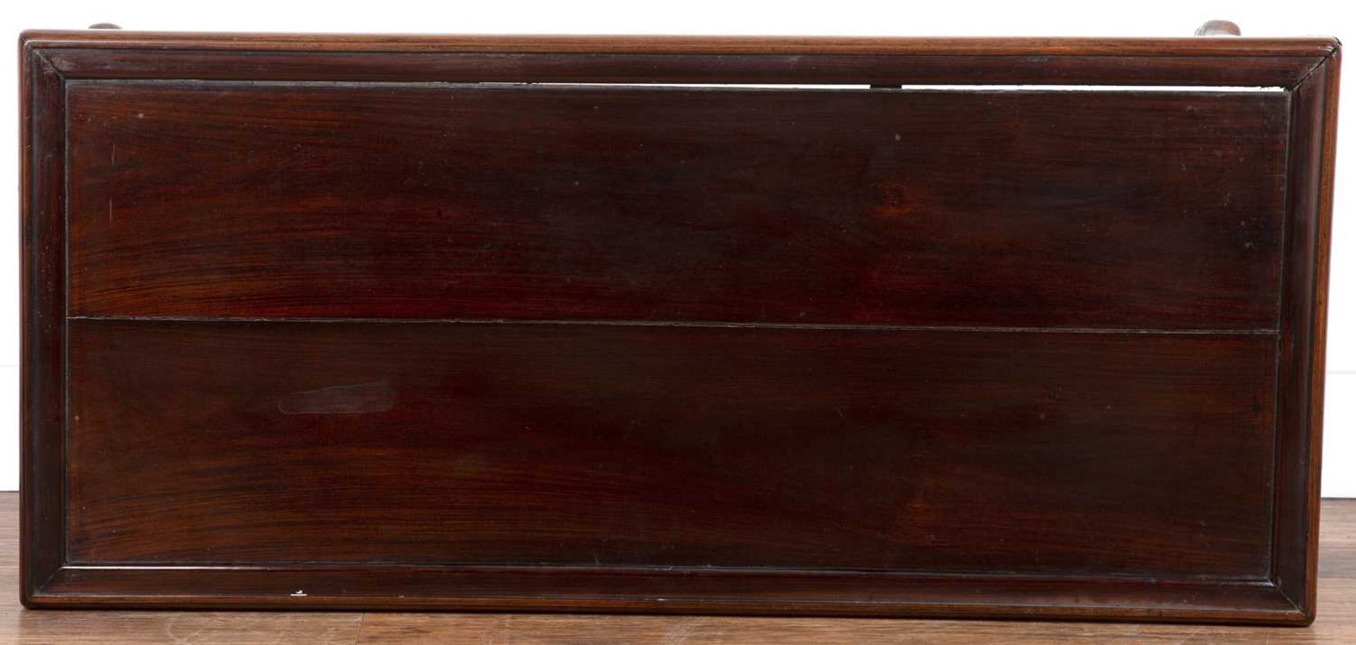 Chinese Hardwood low table 19th Century, with scroll frieze and shaped supports, 127cm long, 56cm - Image 5 of 5
