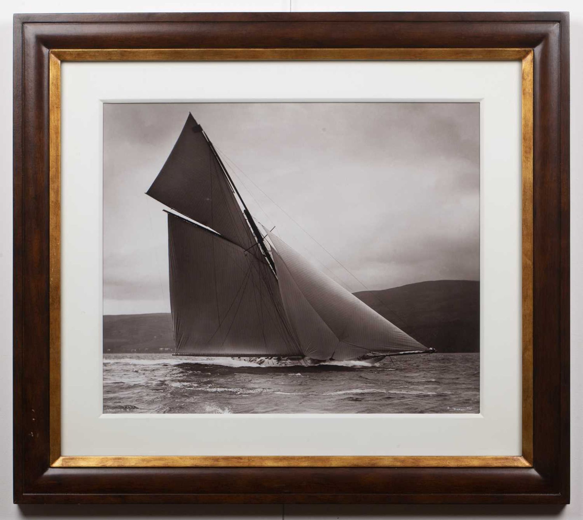 Pair of framed sailing photographs Valkyrie III - 1896 and Truant - 1911, marked Beken of Cowes, - Image 3 of 6