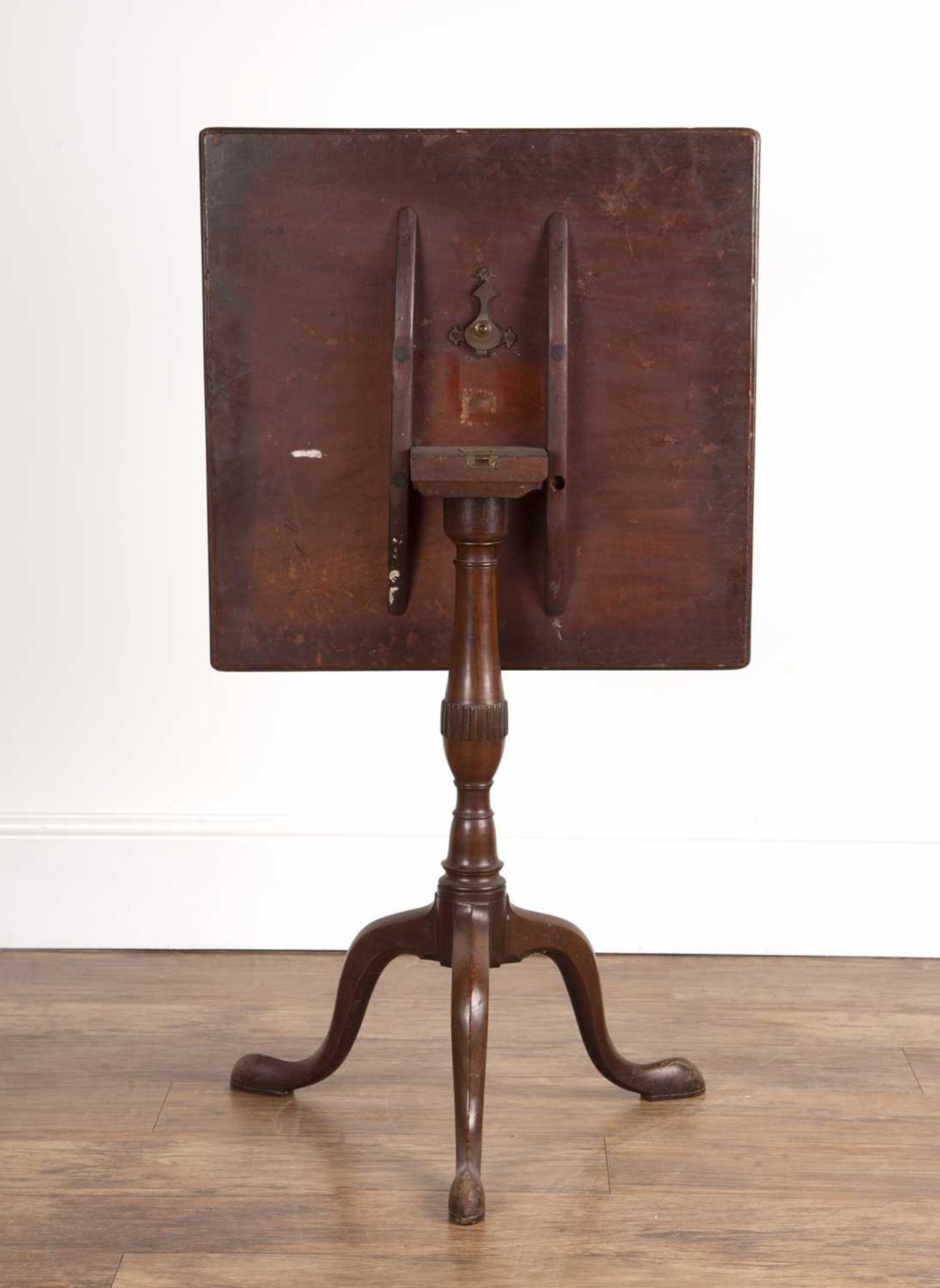 Mahogany square top occasional table 19th Century, with tripod supports, 56cm square x 71cm - Image 4 of 4