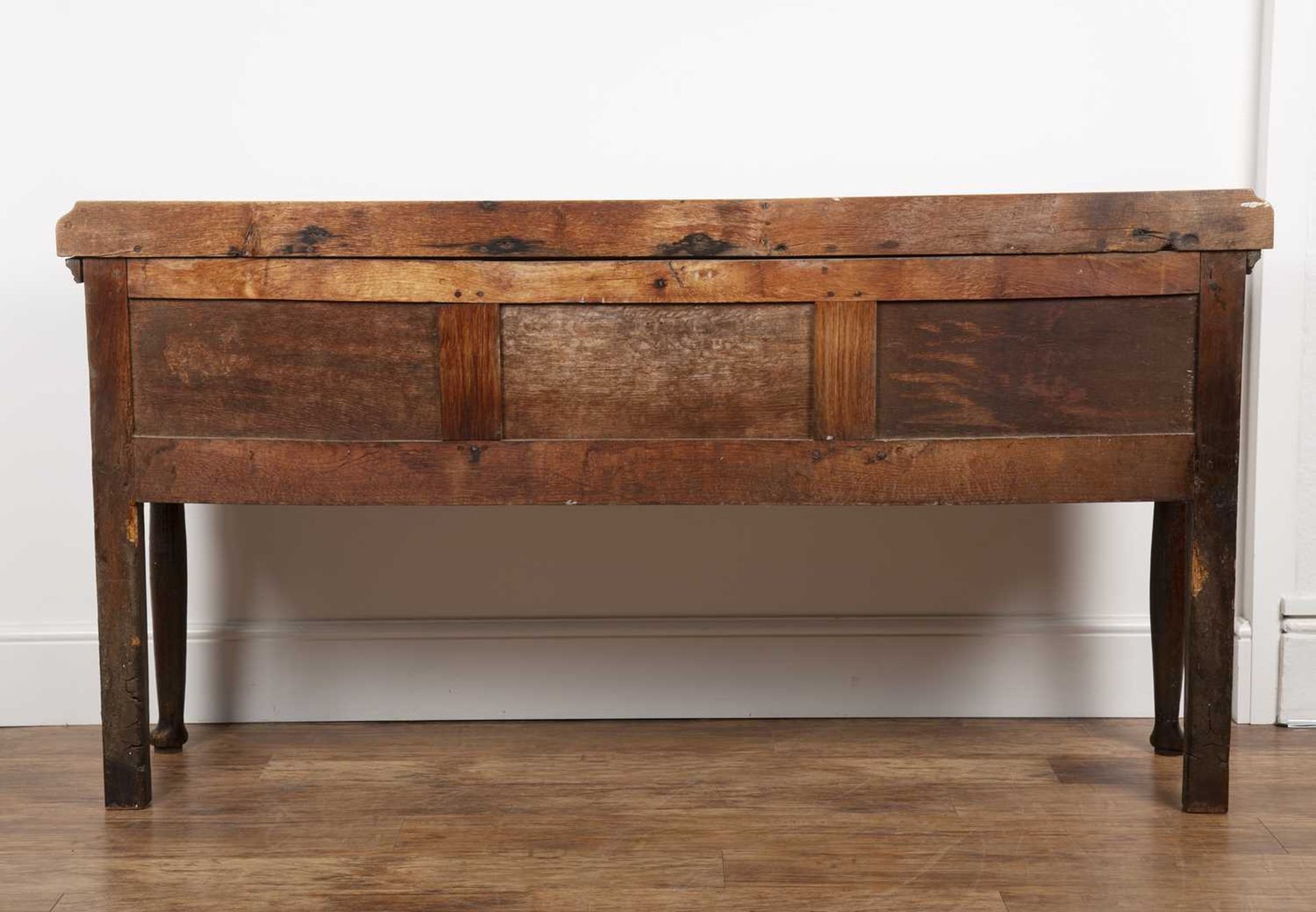 Oak dresser base early 19th Century, fitted with three drawers, on raised pad feet, 169cm wide x - Image 4 of 4