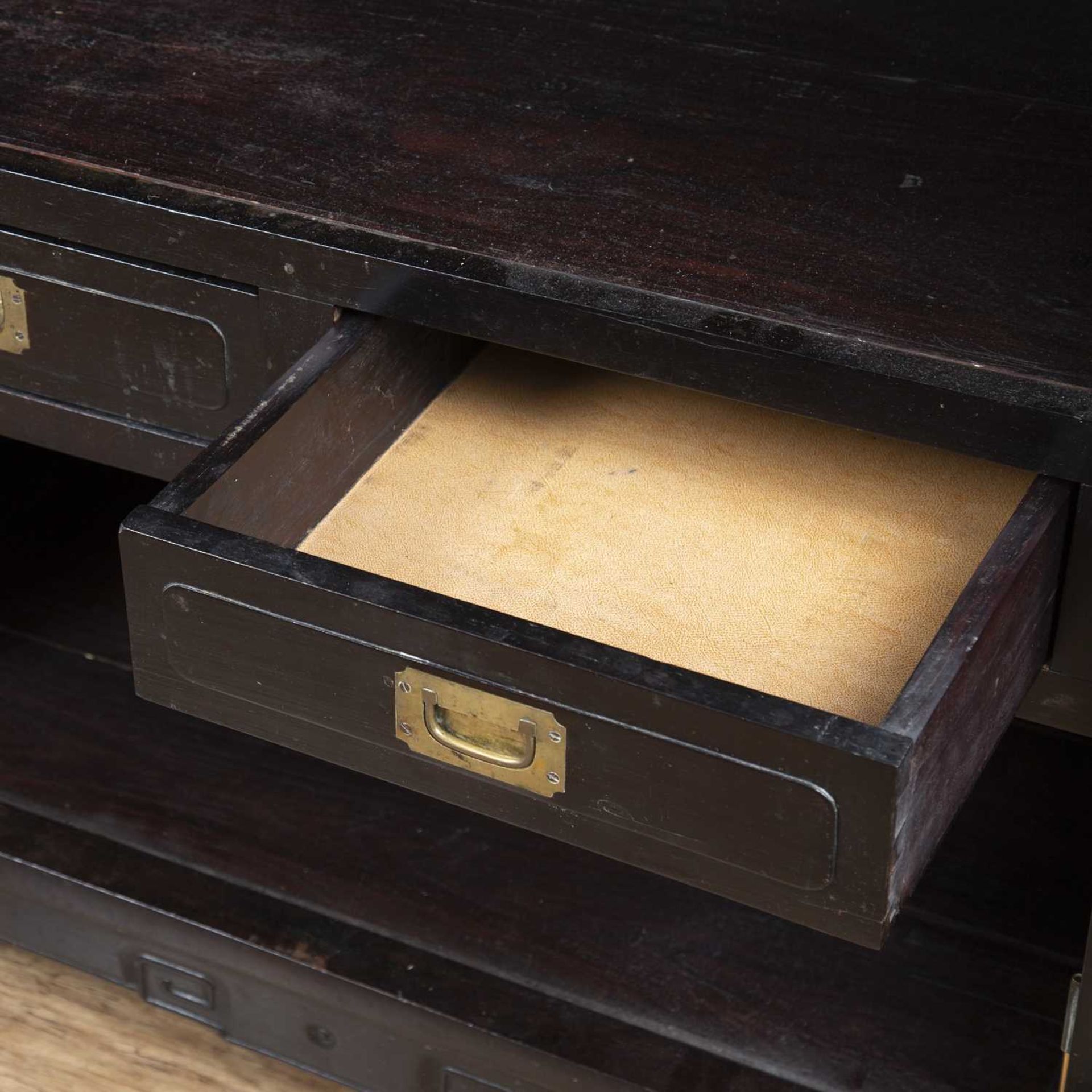 Zitan wood cabinet Chinese, 19th Century, with plain panel doors and with brass locks, 90cm wide x - Image 7 of 7