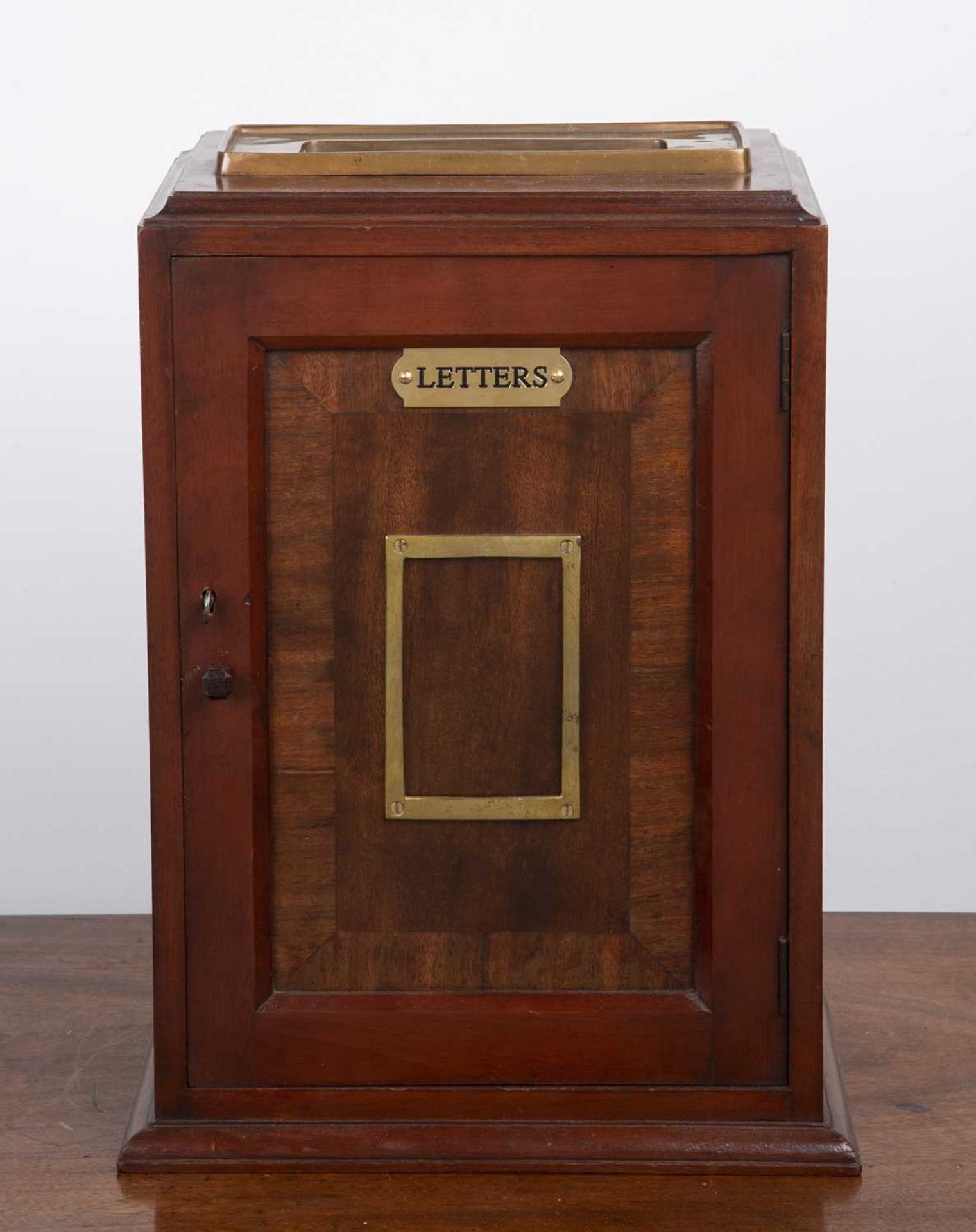 Large mahogany Country House style post box 20th Century, with brass plaque reading 'letters' and - Image 2 of 5