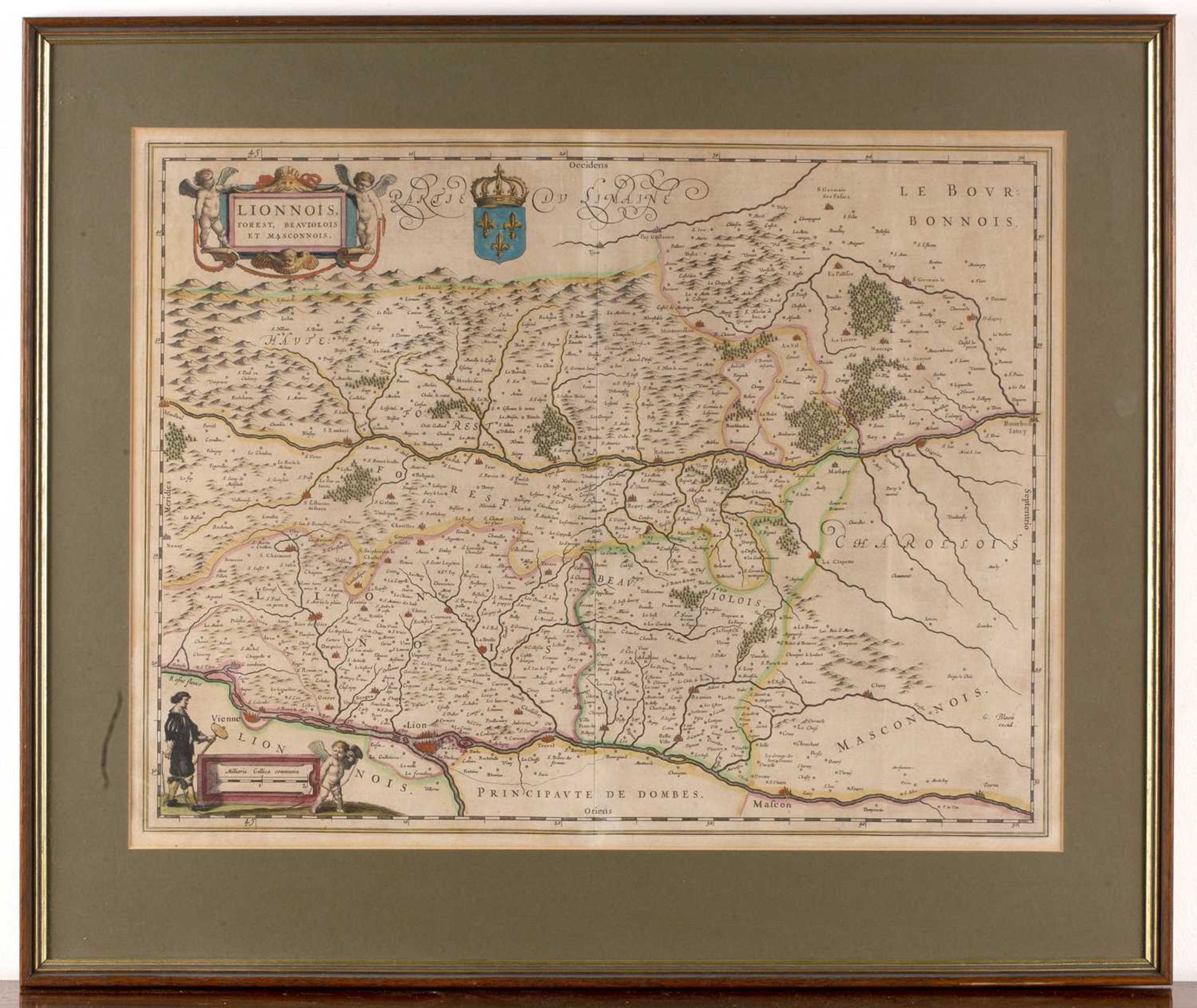 Map of Lionnois Forest, Beaviolois, et Masconnois, hand coloured, 40cm x 51cmSome discolouring. Note - Image 2 of 3