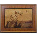 Robert Hardy (20th Century School) 'Wildfowl', parquetry picture, signed lower right, 33cm x