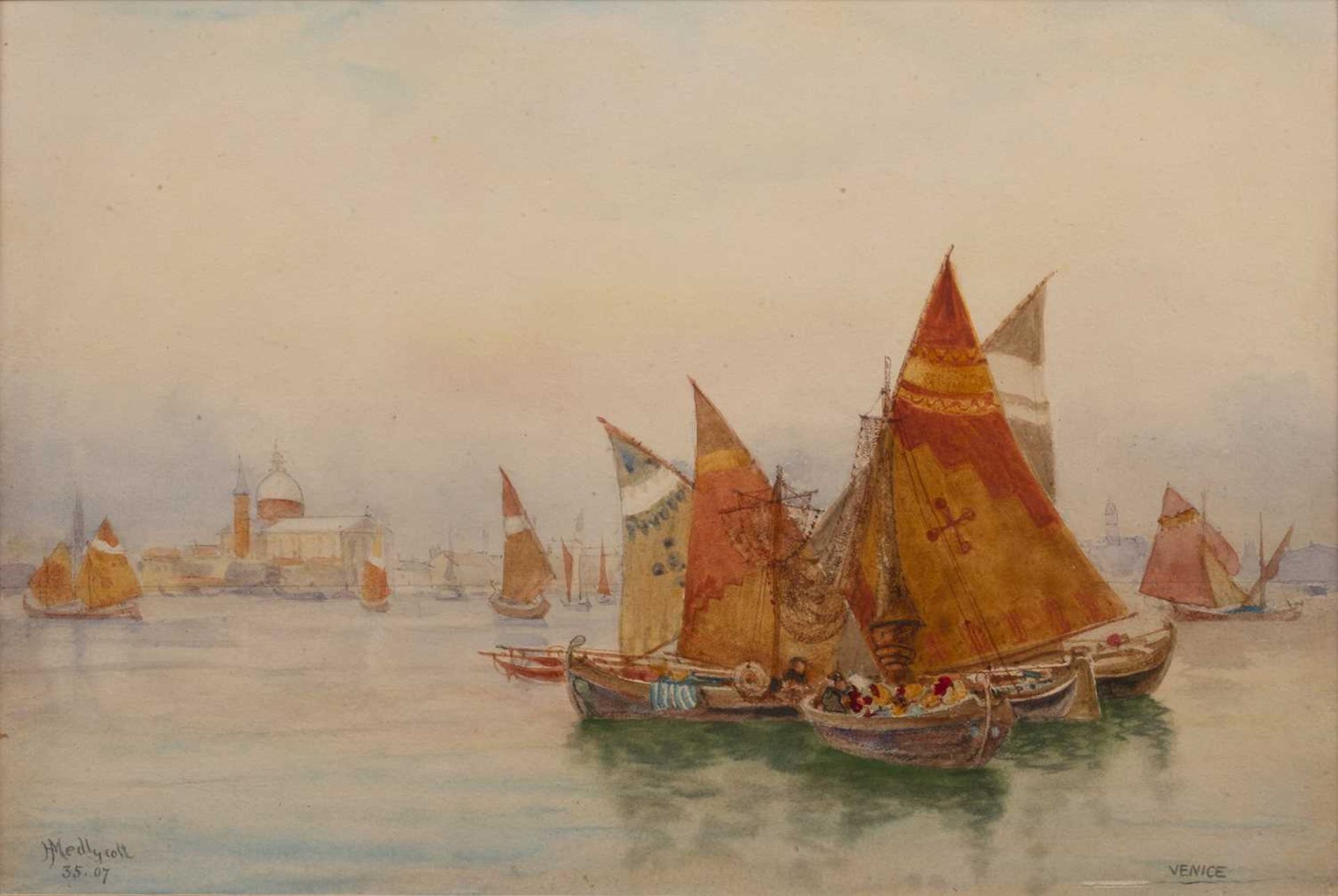 Hubert Medlycott (1841-1920) A view of Venice, watercolour, signed and dated 1907, 20cm x 29cm and - Image 4 of 6