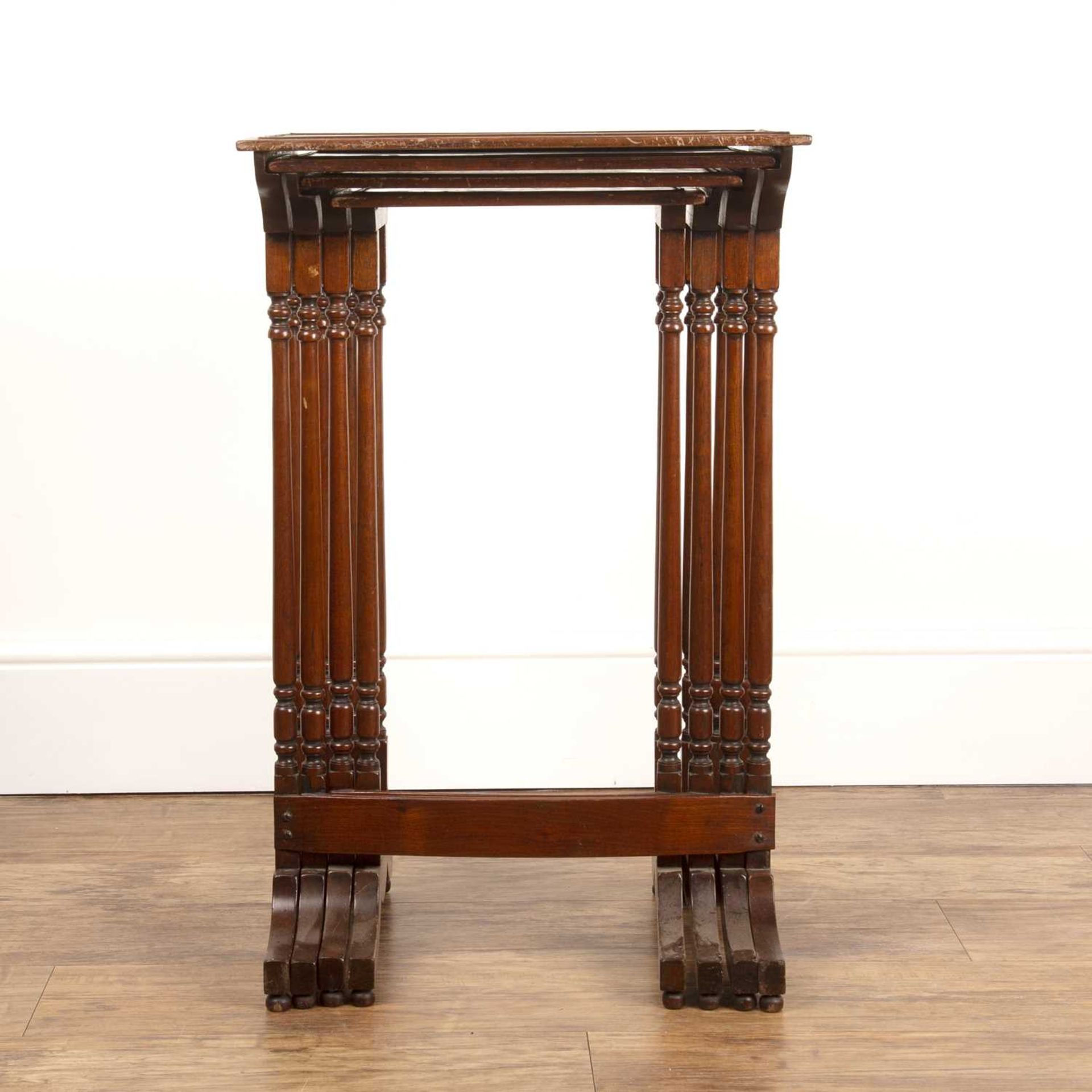 Quartetto of mahogany occasional tables late 19th Century, each with turned supports and bowed - Image 4 of 4