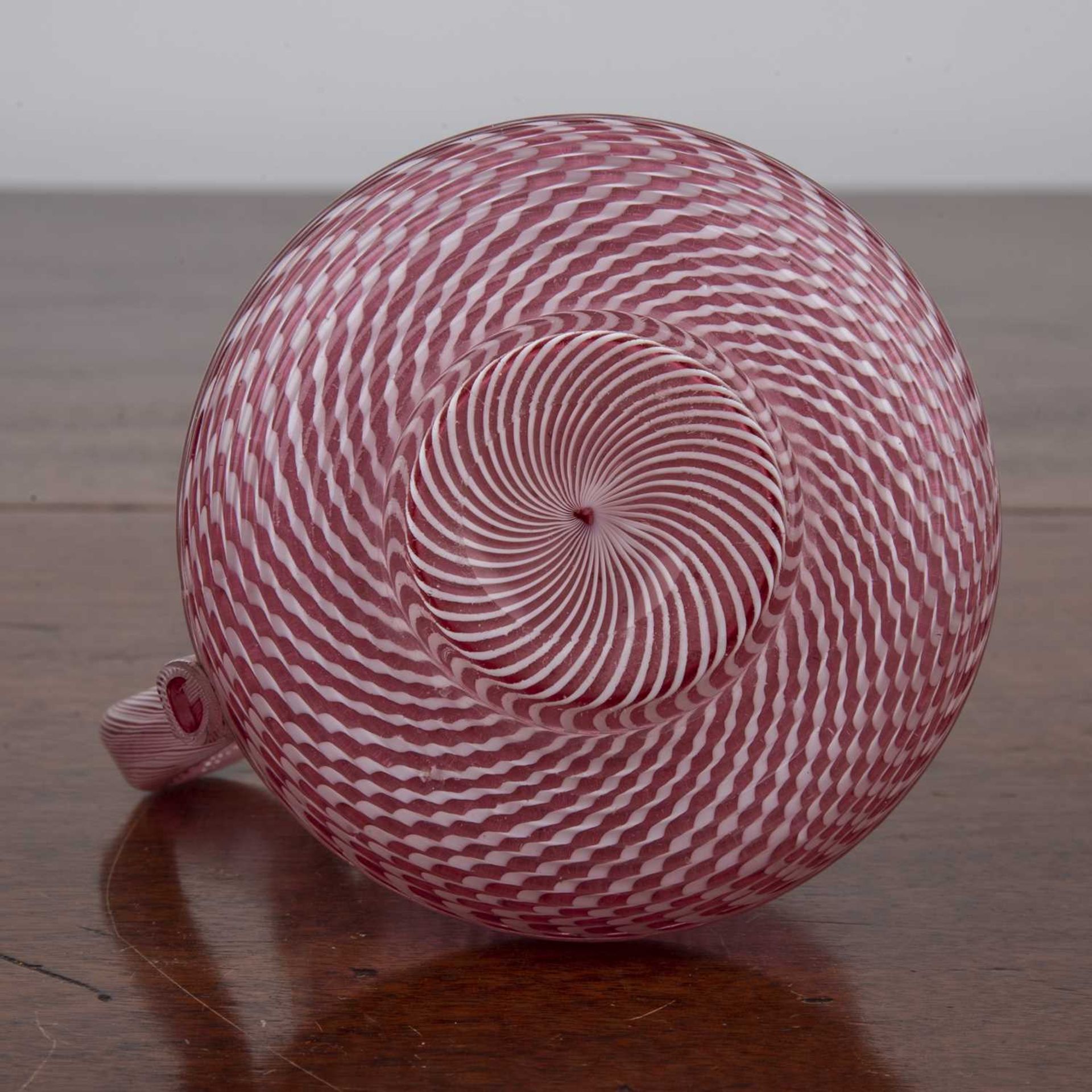 Clichy filigrana latticinio glass jug circa 1840-1860, of pink ground, 7.5cm highOverall ok, with - Image 3 of 3