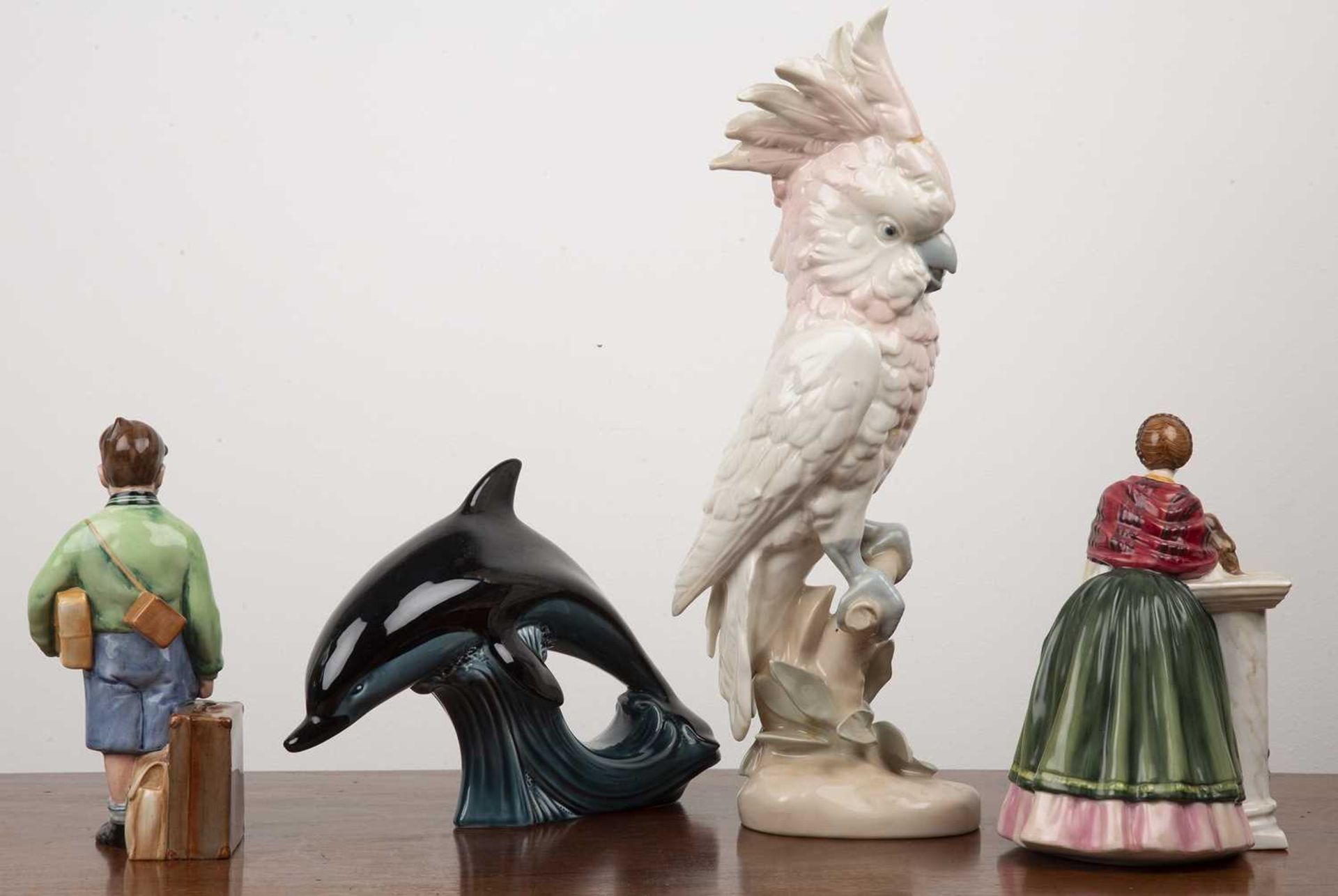 Group of porcelain including a Royal Dux model Cockatoo, 41cm high, a Royal Doulton model 'Boy - Image 2 of 6