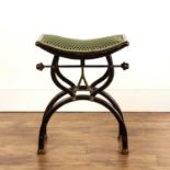 C H Hare & Son Patent stool with rise and fall action, the top with green upholstered seal, cast