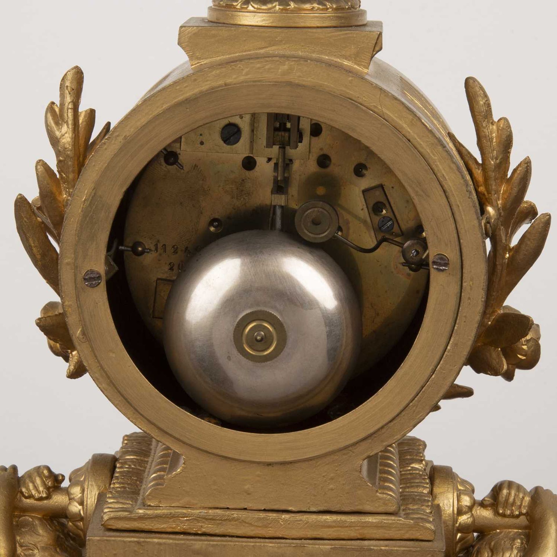 Phillipe H Mourey (P.H. Mourey) three piece clock garniture set French, 19th Century, gilt metal - Bild 4 aus 5