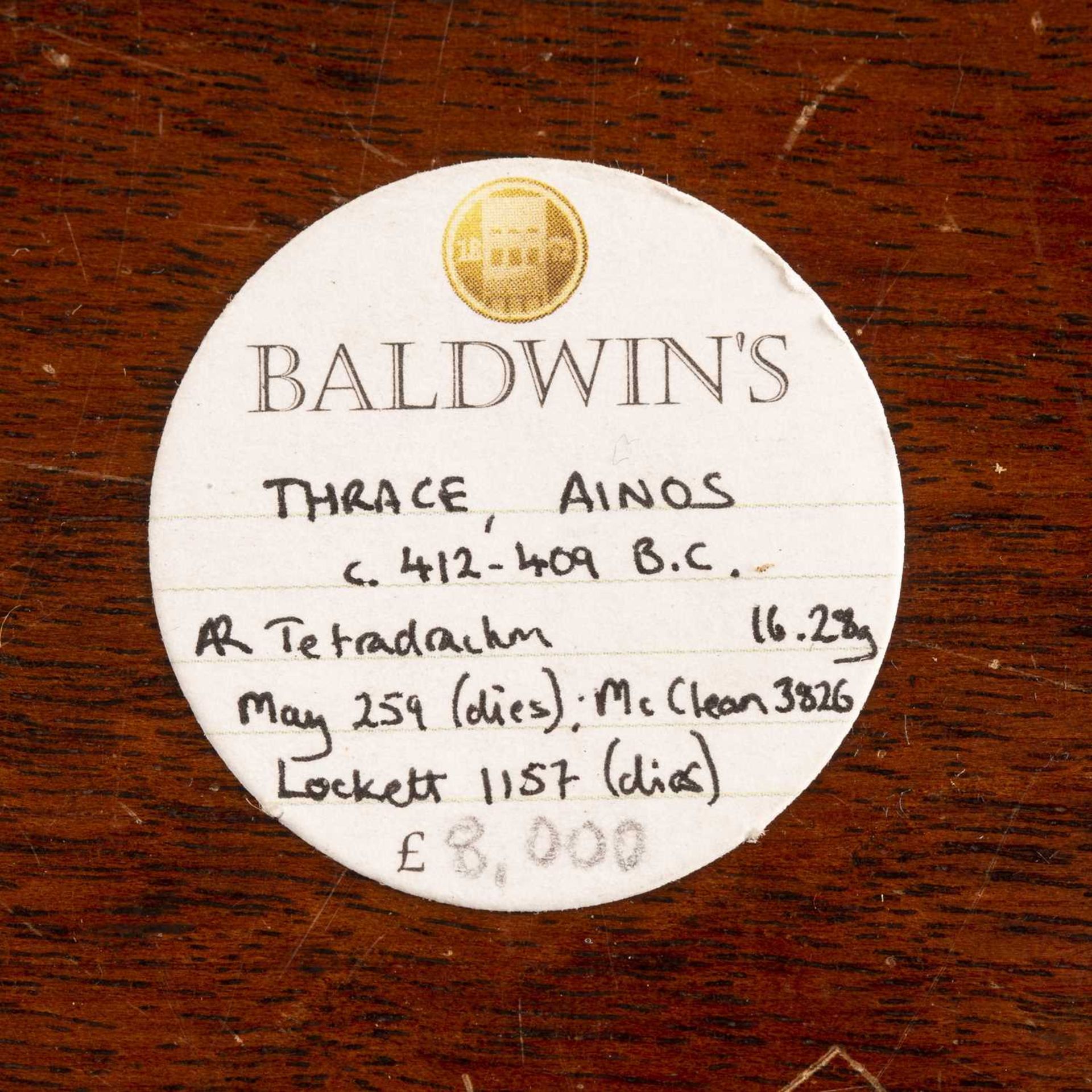 (Coin) Silver Thrace Ainos circa 412-409 BC, Tetradachm Provenance: BaldwinsGood Very Fine - Image 3 of 4