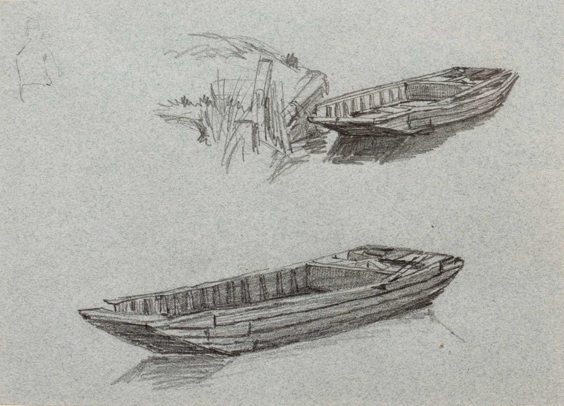 Edmund Morison Wimperis (1835-1900) Study of reeds, pencil on blue paper, 16cm x 25 cm and a further