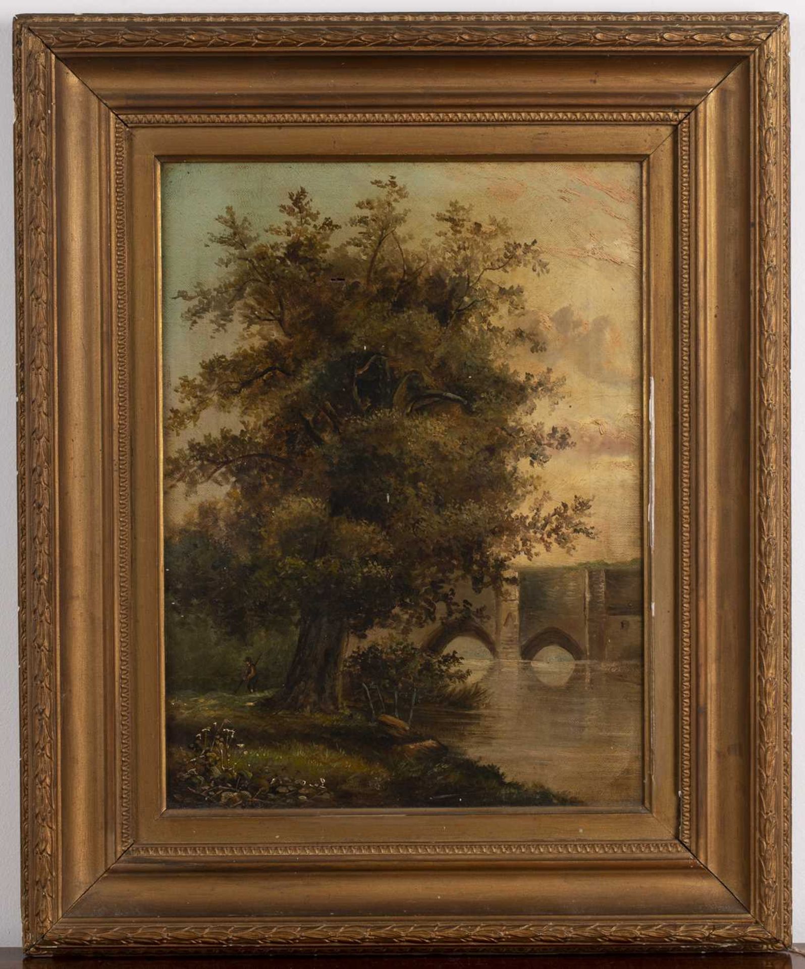 Late 19th/early 20th Century English School 'Study of a figure in a river landscape', oil on canvas, - Image 2 of 3
