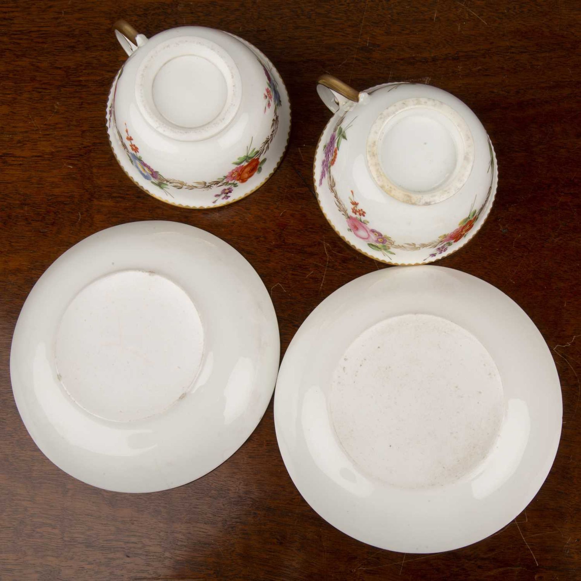 Group of Nantgarw porcelain 19th Century, to include two cups and matching saucers with floral - Image 2 of 3