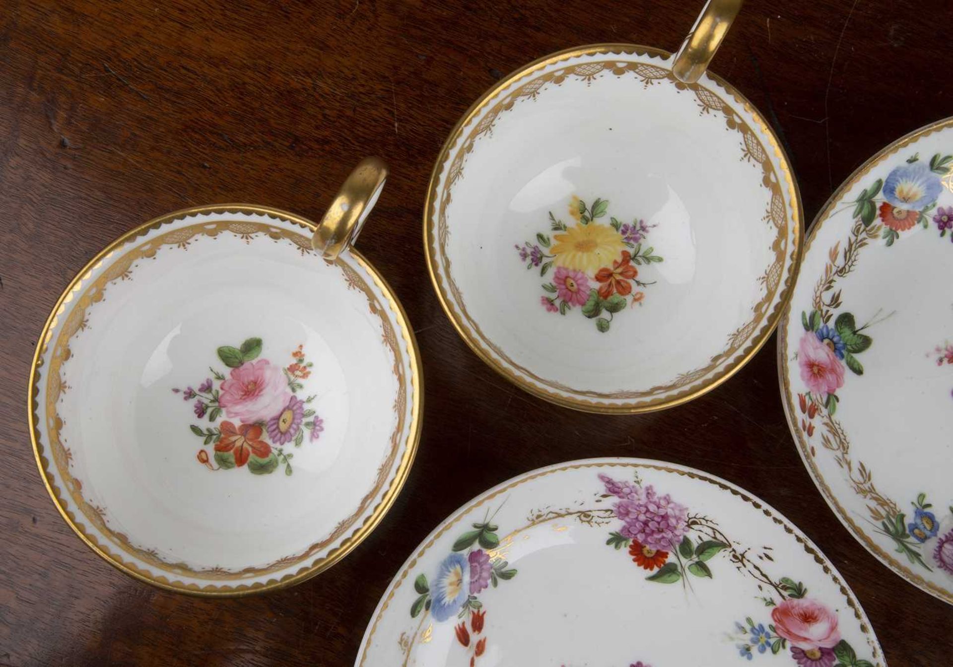 Group of Nantgarw porcelain 19th Century, to include two cups and matching saucers with floral - Image 3 of 3