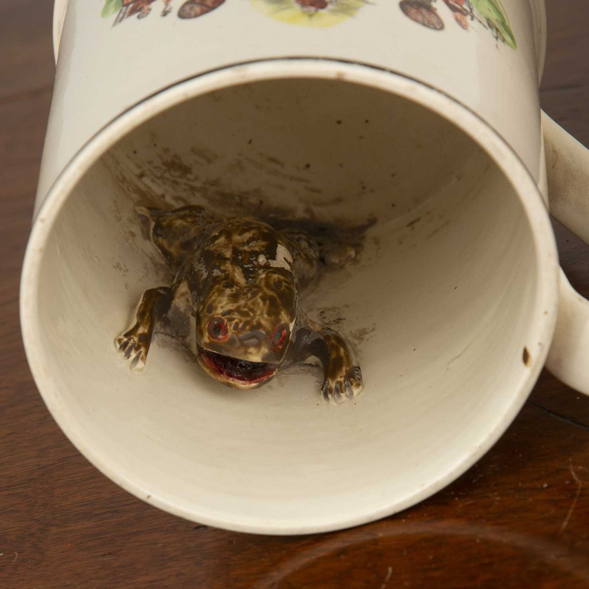 Creamware jug and a Masonic creamware frog mug 18th/19th Century, the jug transfer printed with - Image 3 of 3