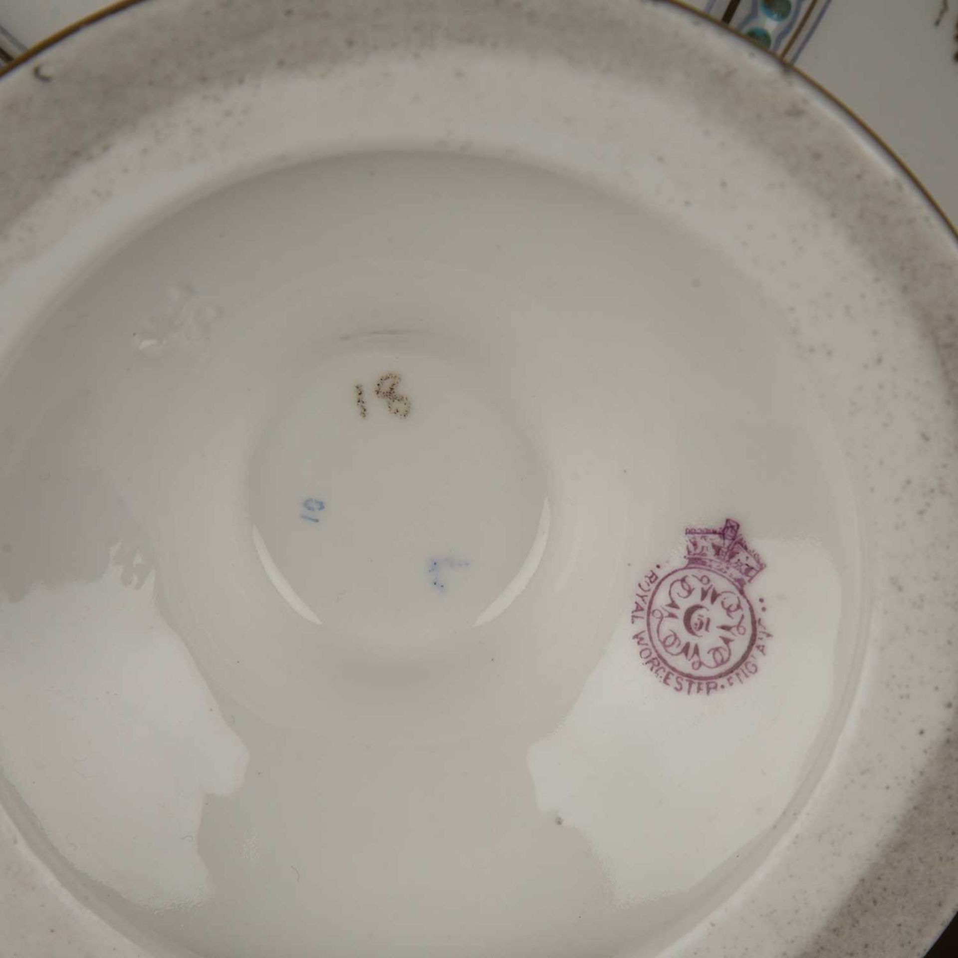 Royal Worcester porcelain vase the body of wrythen form decorated with handpainted flowers and - Image 3 of 3