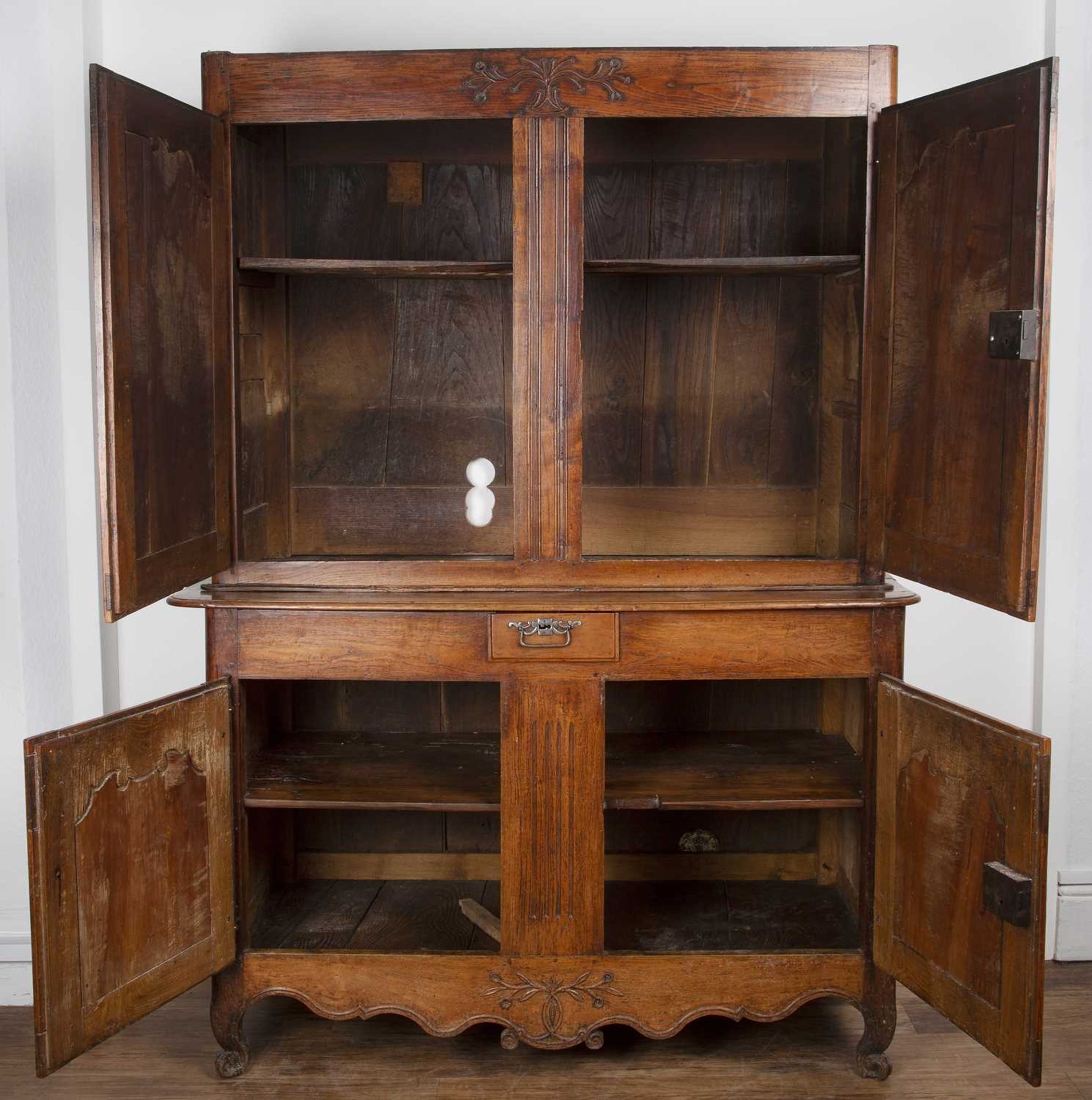 Walnut cabinet in two parts/meuble à deux corps French, late 18th/19th Century, the interior - Image 2 of 5