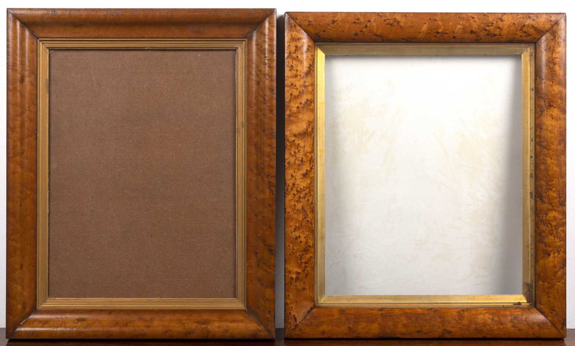 Two maplewood frames 19th Century, 56.5cm x 47cm and 56cm x 49cmSome wear and marks consistent