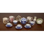 Group of china including a part blue and white Ridgway Charles Dickens child's tea set, a Satsuma