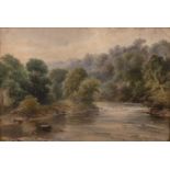 19th Century English School Pair of 'Untitled pastoral landscapes', watercolour, one signed lower