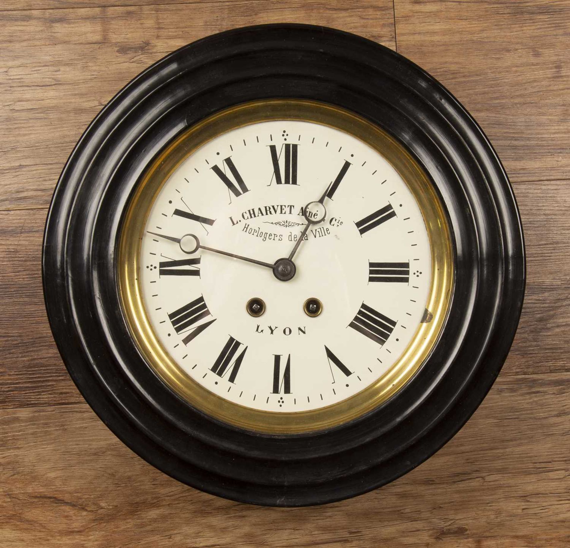 Dial clock French, late 19th/early 20th Century, marked L Charvet Aine & Cie of Lyon, 38cm