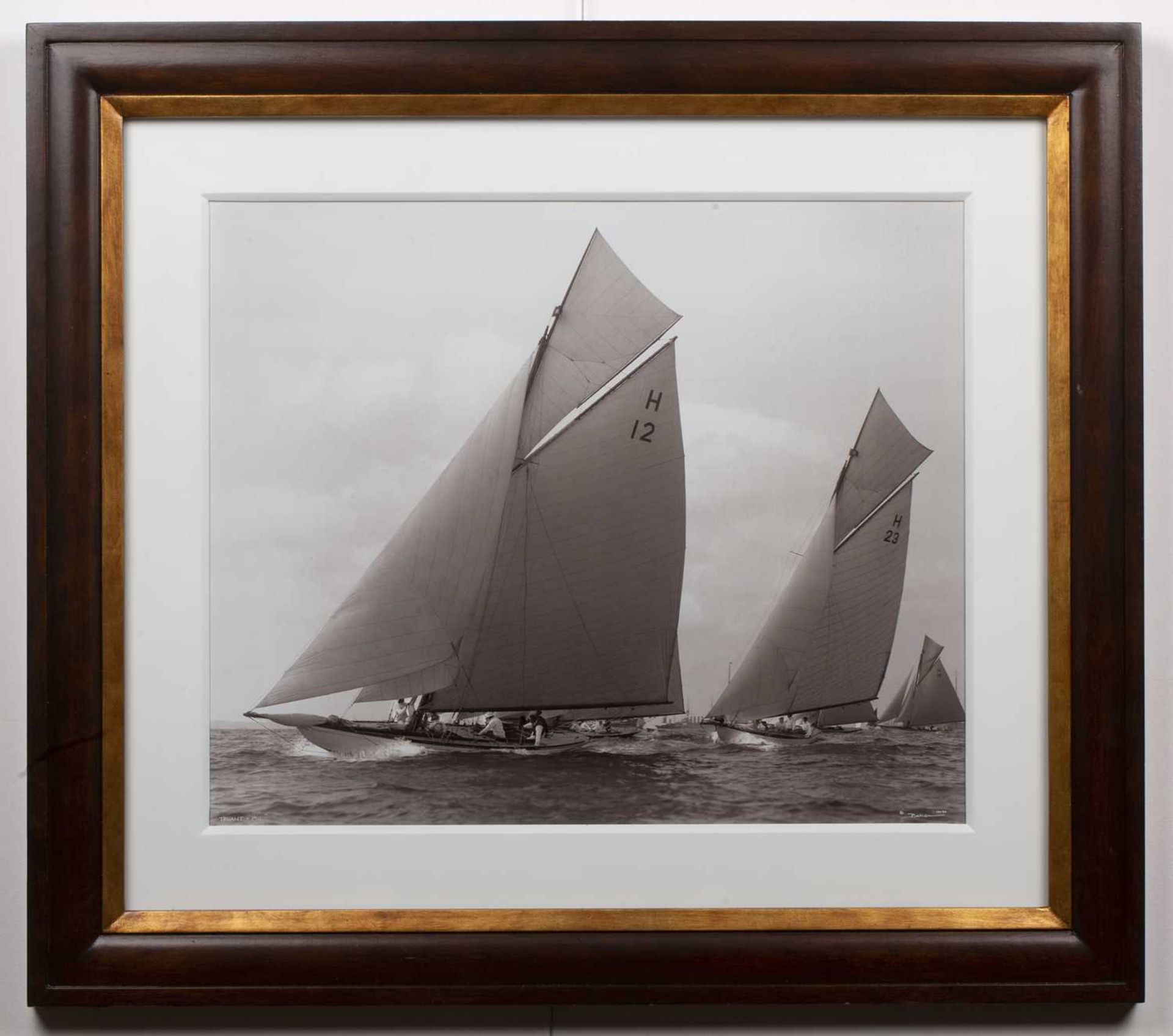 Pair of framed sailing photographs Valkyrie III - 1896 and Truant - 1911, marked Beken of Cowes, - Image 4 of 6