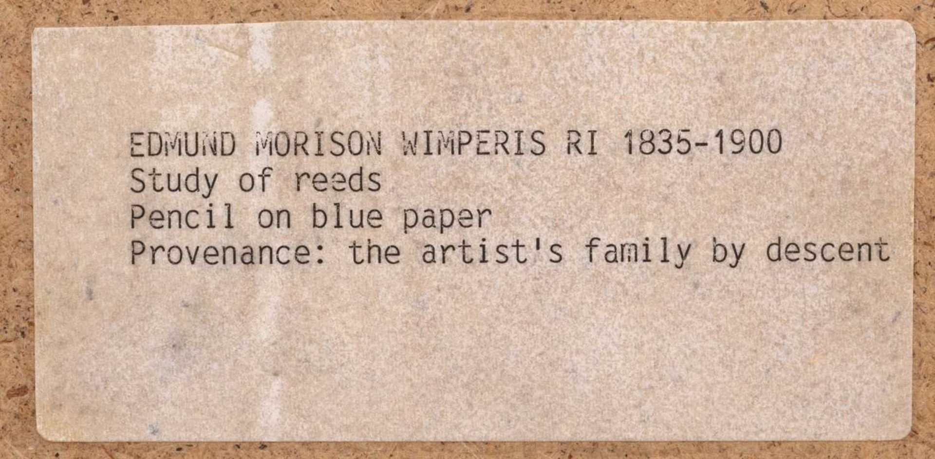 Edmund Morison Wimperis (1835-1900) Study of reeds, pencil on blue paper, 16cm x 25 cm and a further - Bild 6 aus 6