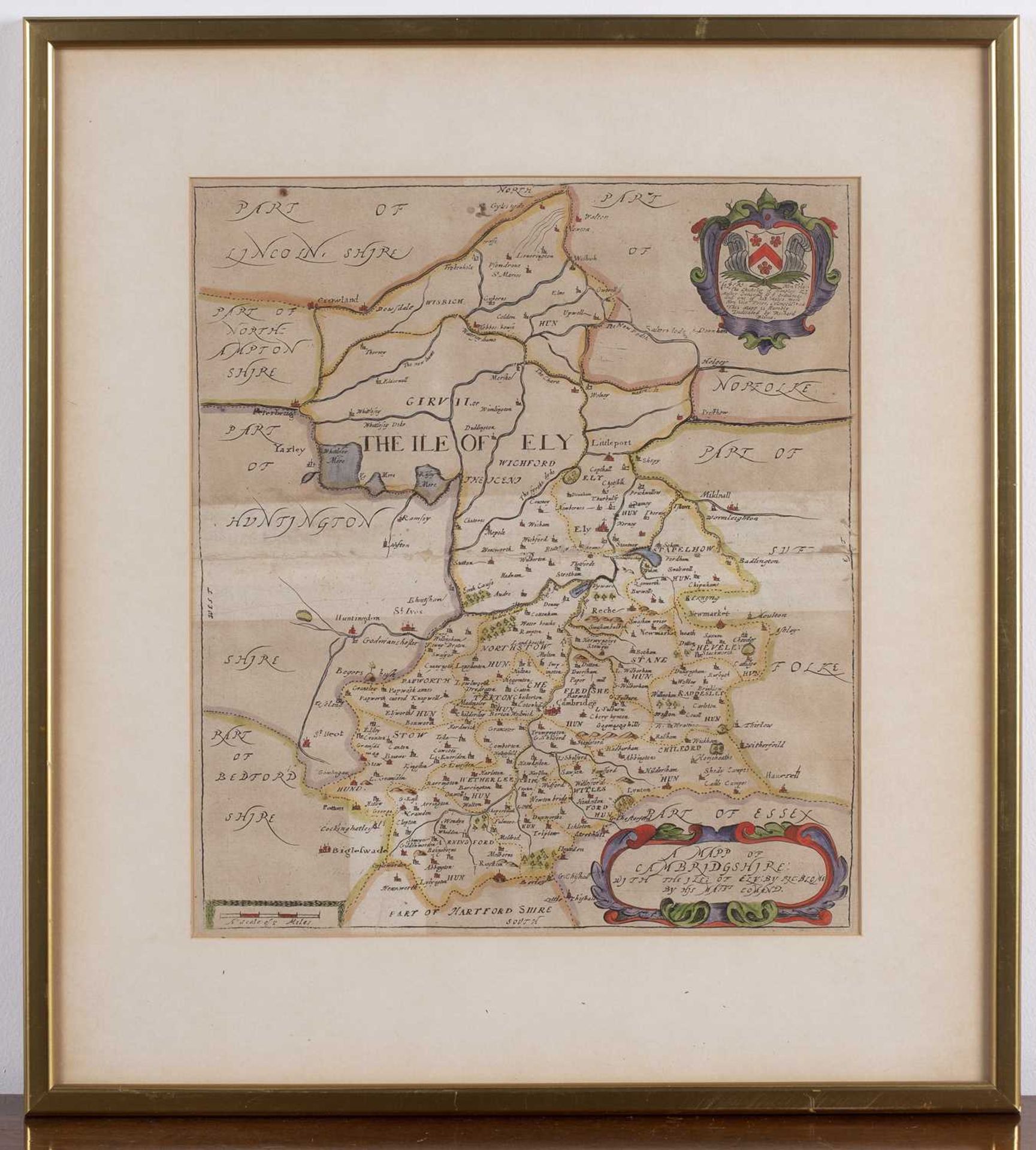 Coloured map of Cambridgeshire Speede (John) described with the devision (sic) of the Hundreds, - Bild 2 aus 4