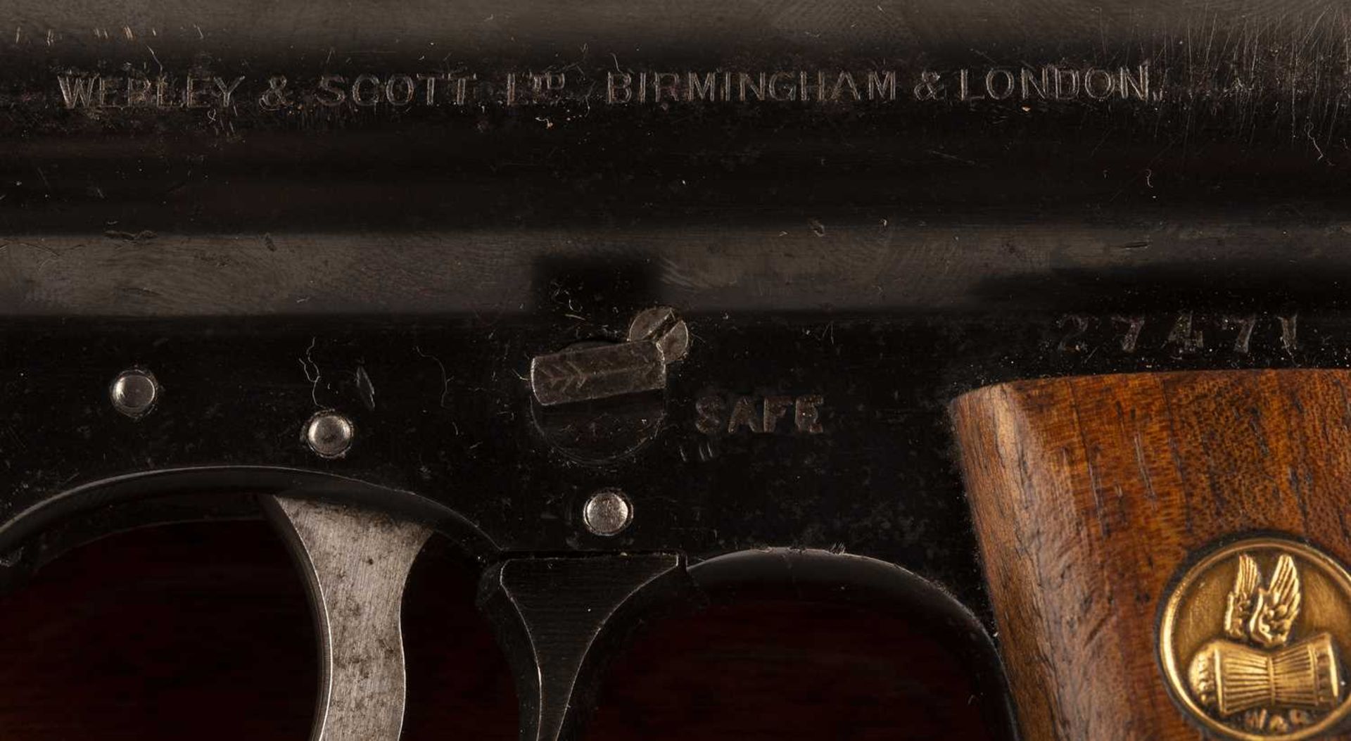 Webley and Scott air pistol circa 1920, Mark 1, serial number 27471, overall length, 21cmWear and - Image 3 of 3