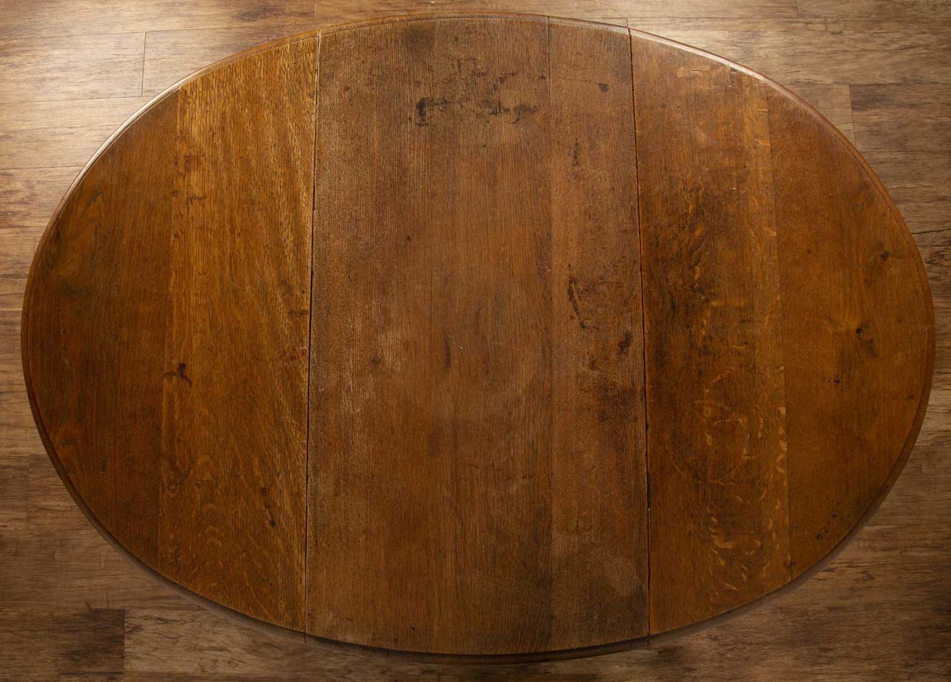 Oak gateleg/drop leaf table 19th Century, standing on ring turned legs, unopened measures 91cm - Bild 5 aus 5