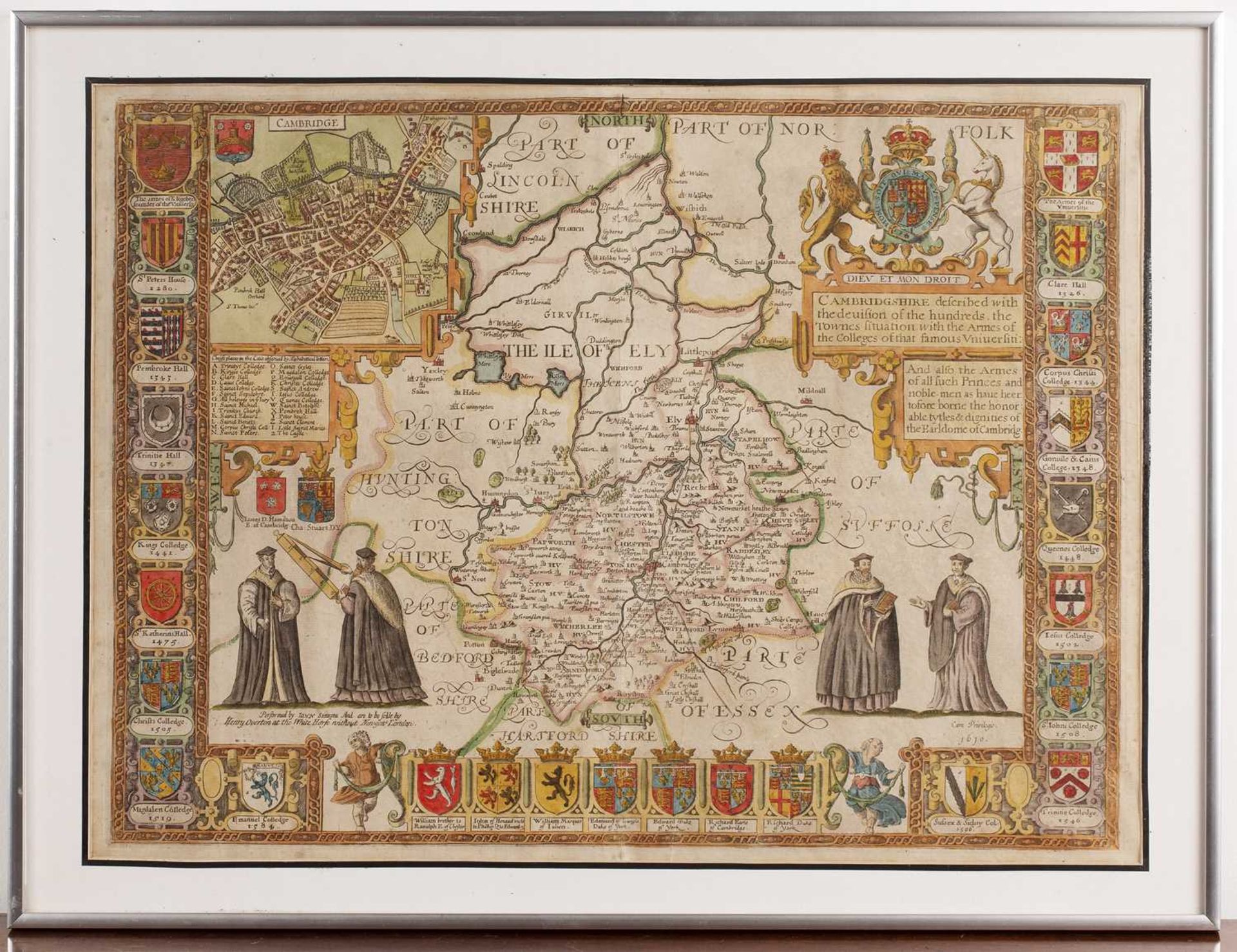 Coloured map of Cambridgeshire Speede (John) described with the devision (sic) of the Hundreds, - Bild 4 aus 4