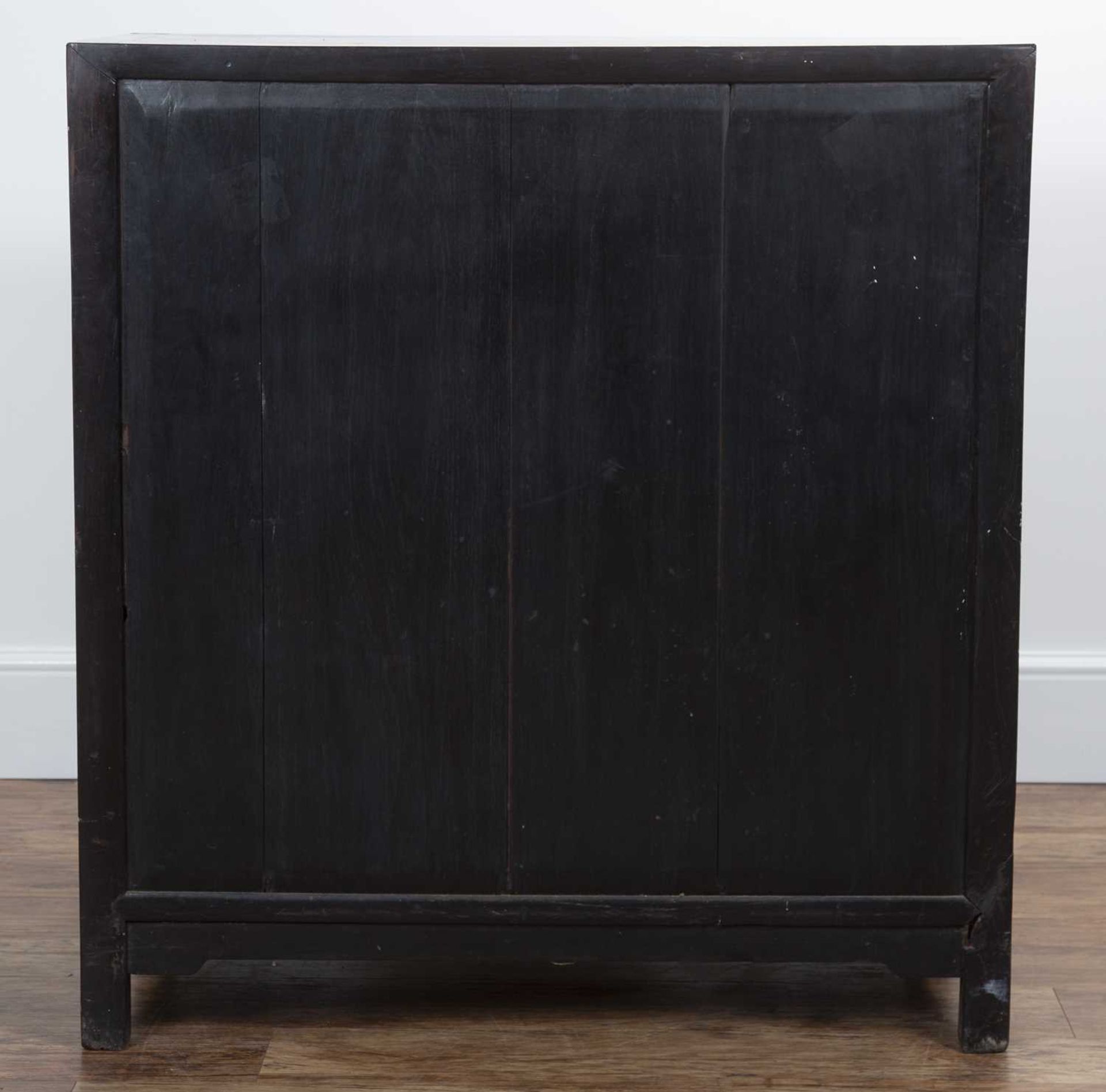 Zitan wood cabinet Chinese, 19th Century, with plain panel doors and with brass locks, 90cm wide x - Image 4 of 7