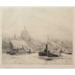 William Lionel Wyllie (1851-1931) 'Untitled view of the Thames, London', etching, signed in pencil