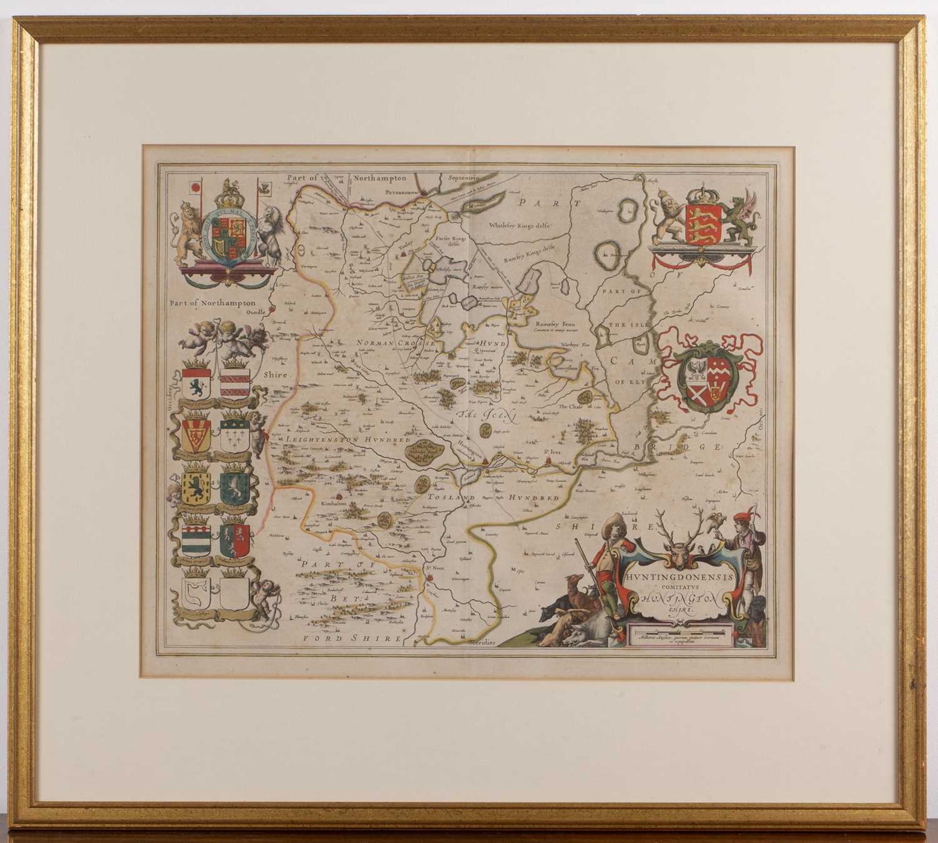 Antiquarian map Jan Jansson (Cartographer) of Huntingdonshire originally published in 1647, German - Bild 2 aus 3