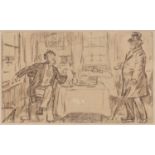 William Caxton Keene (1855-1910) Cartoon sketch, pen and ink on paper, double sided, probably