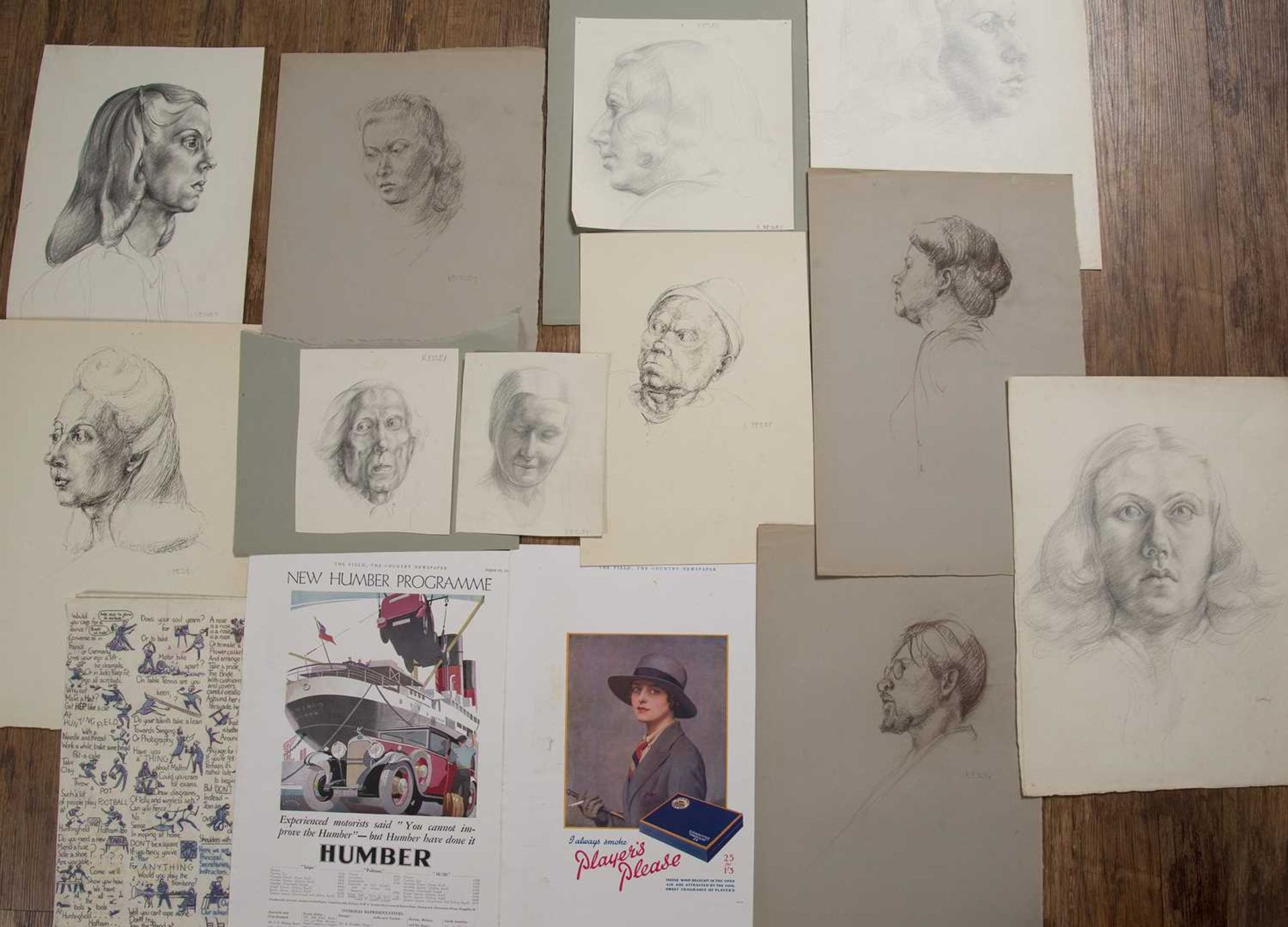 I Ketley (20th Century English School) Folio containing pencil life studies, portraits, some - Image 2 of 5