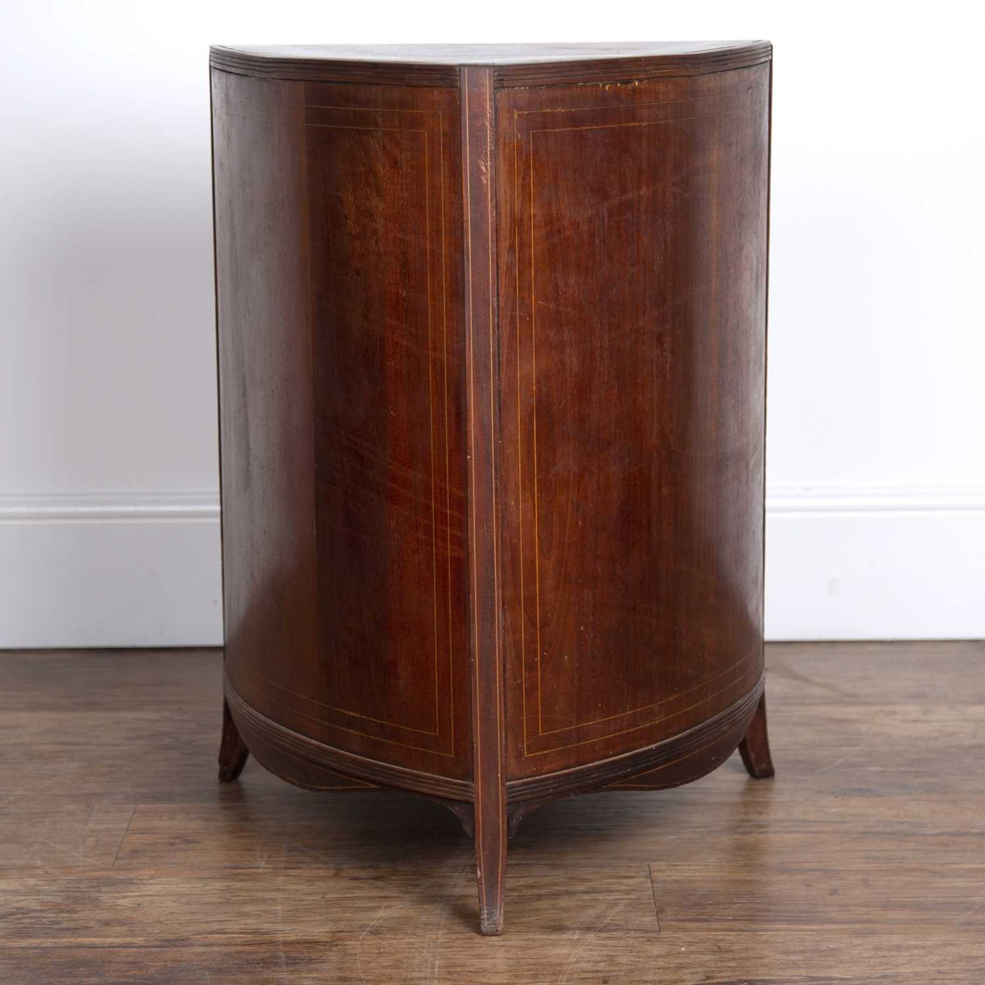 Mahogany and inlaid triangular cupboard 19th Century, with two panel doors, 49cm across x 69cm - Image 3 of 5