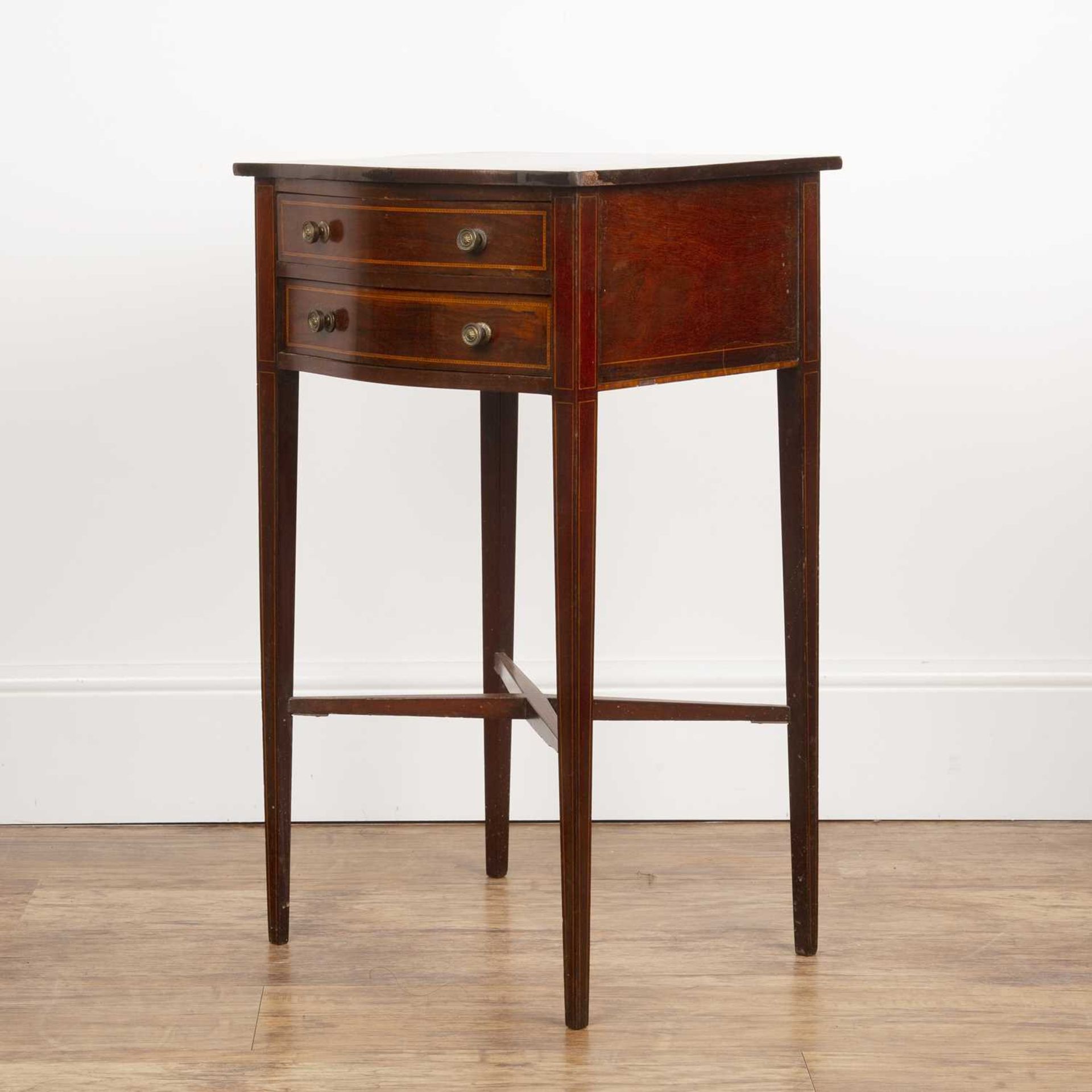 Mahogany and inlaid side table Edwardian, fitted two drawers with gilt metal handles, 42.5cm wide - Image 2 of 5