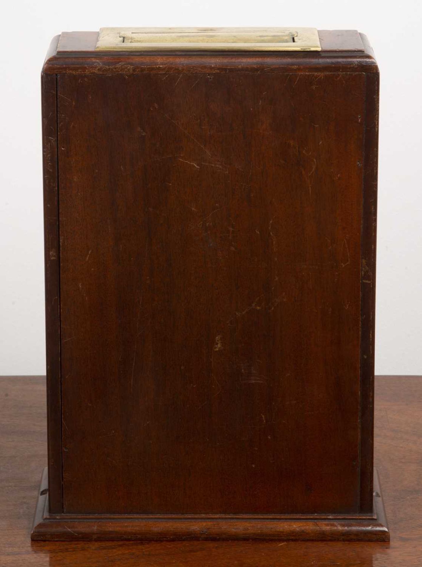 Mahogany and brass fronted ballot/vote box late 19th/early 20th Century, 25cm wide x 34cm high x - Image 5 of 5