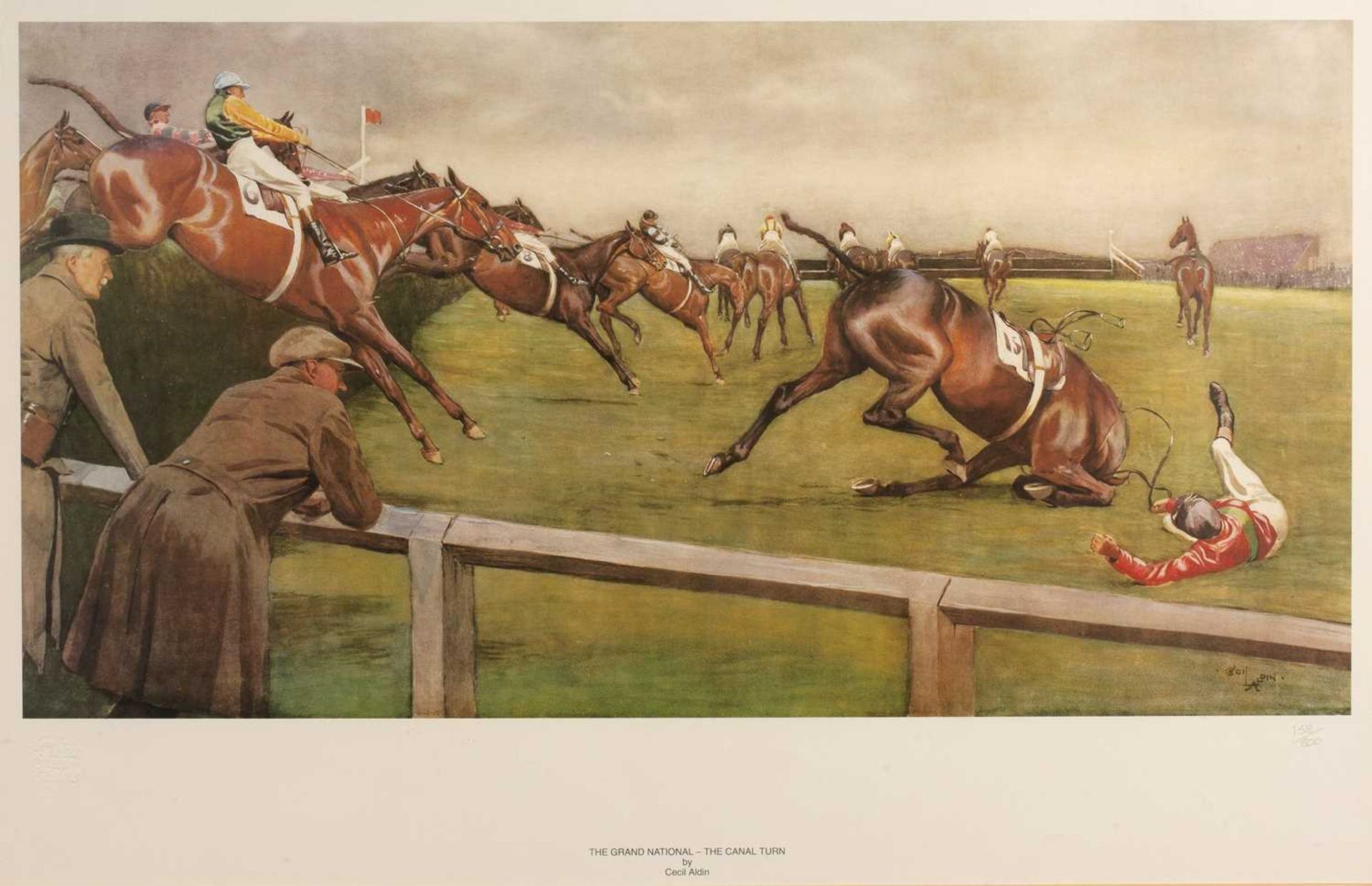 After Cecil Aldin (1870-1935) The Grand National - The Canal Turn, coloured print, 158/800 blind