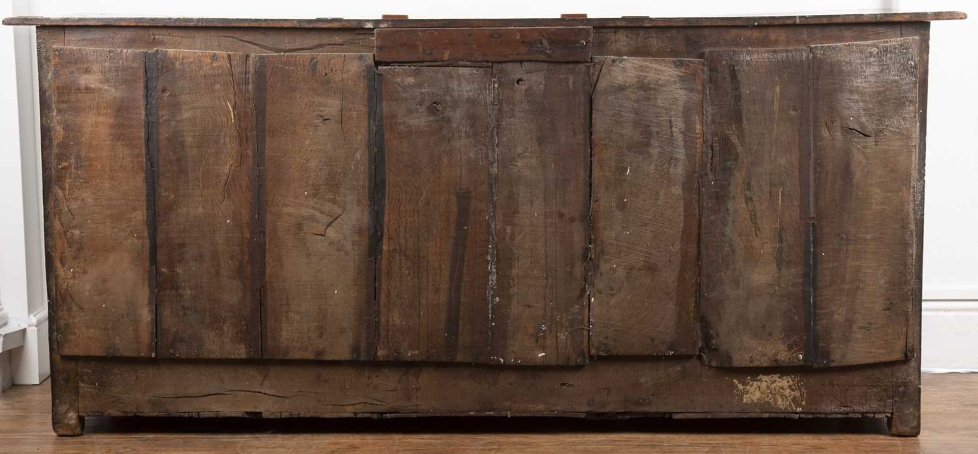 Moulded front dresser 17th/18th Century, fitted drawers and a central cupboard, with old brass - Image 5 of 5