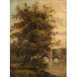 Late 19th/early 20th Century English School 'Study of a figure in a river landscape', oil on canvas,