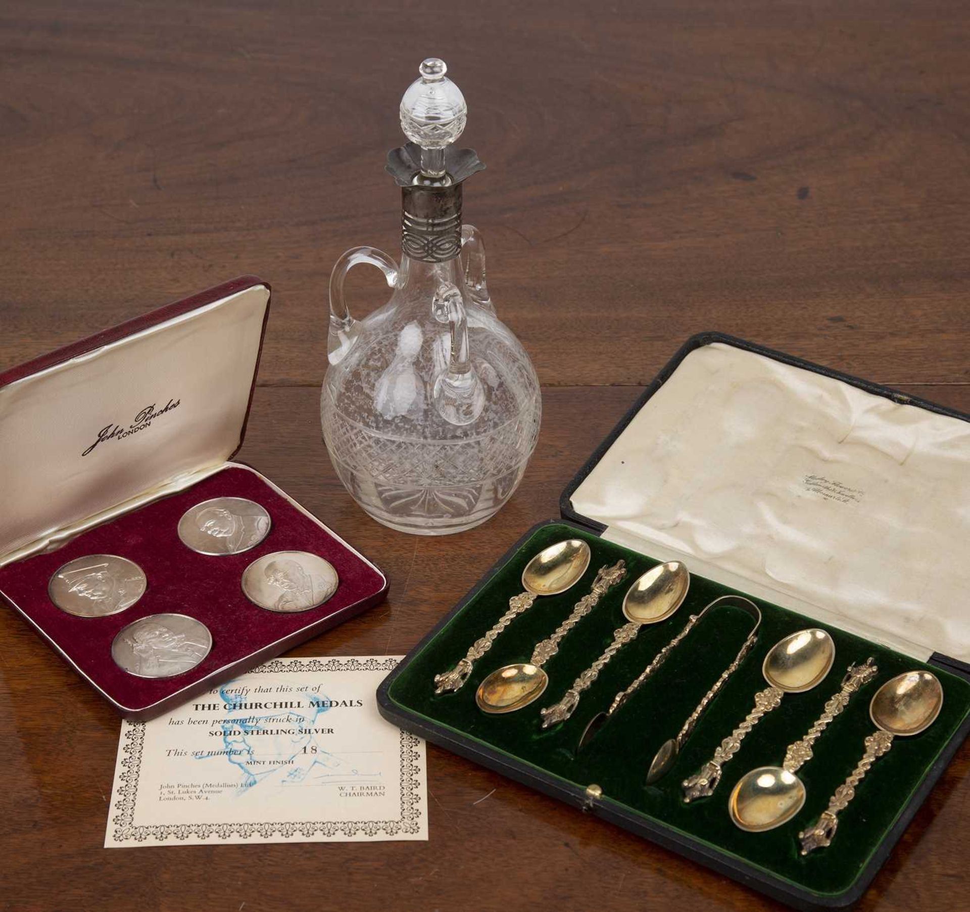 Collection of miscellaneous silver items comprising of: a John Pinches (Medallists) Ltd of London