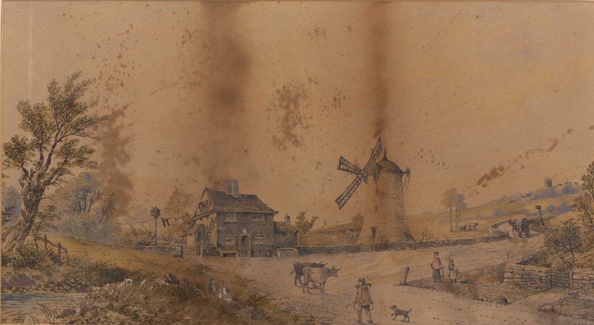 Stanley Herdman Gallows Mill, London Road, and Pem Brook, watercolour, signed lower left, 29cm x