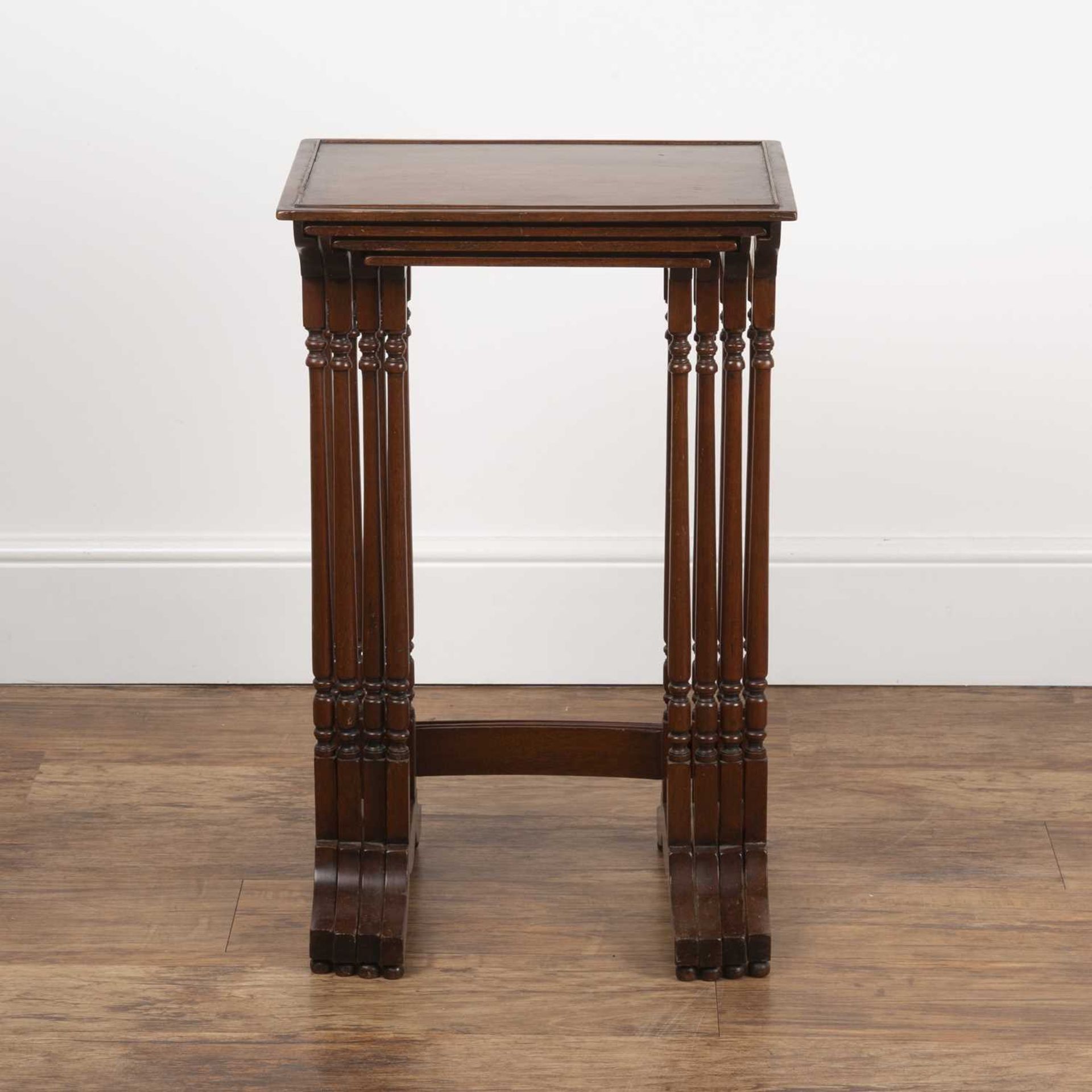 Quartetto of mahogany occasional tables late 19th Century, each with turned supports and bowed - Image 3 of 4