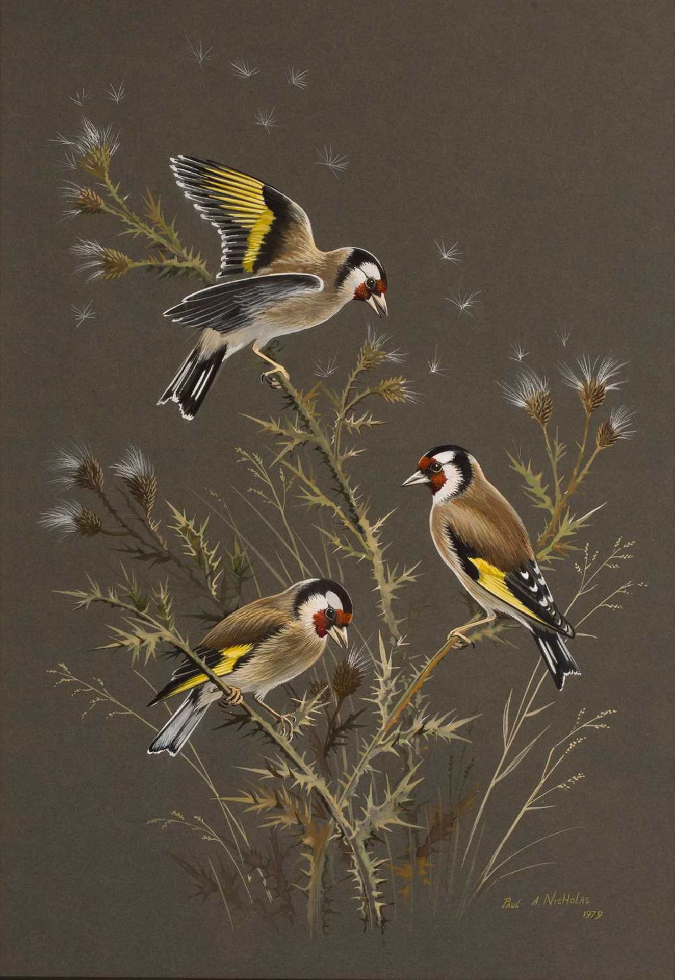 Paul Alexander Nicholas (b.1943) 'Goldfinches' watercolour and gouache, signed and dated 1979 - Bild 3 aus 4