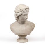 After the Antique: A 19th century head and shoulder female bust W. 27cm H. 50.5cmGood. Minor surface