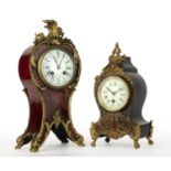 Two late 19th century French Boulle clocks with tortoise shell and gilt metal mounts, both having