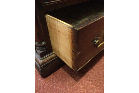 An 18th century oak chest of five long graduated drawers having a brushing slide, brass handles - Image 19 of 21